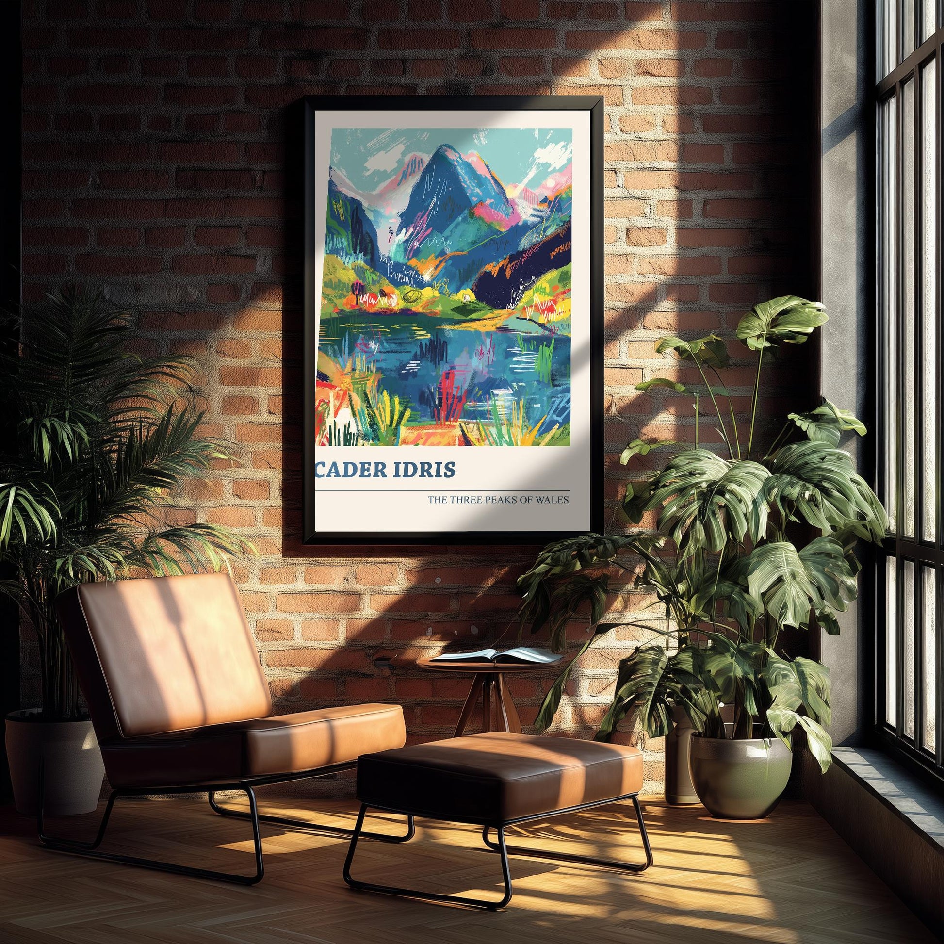 Cader Idris Peaks Travel Poster - Art Print - Photo Painting Illustration Gift Visit Map Mount