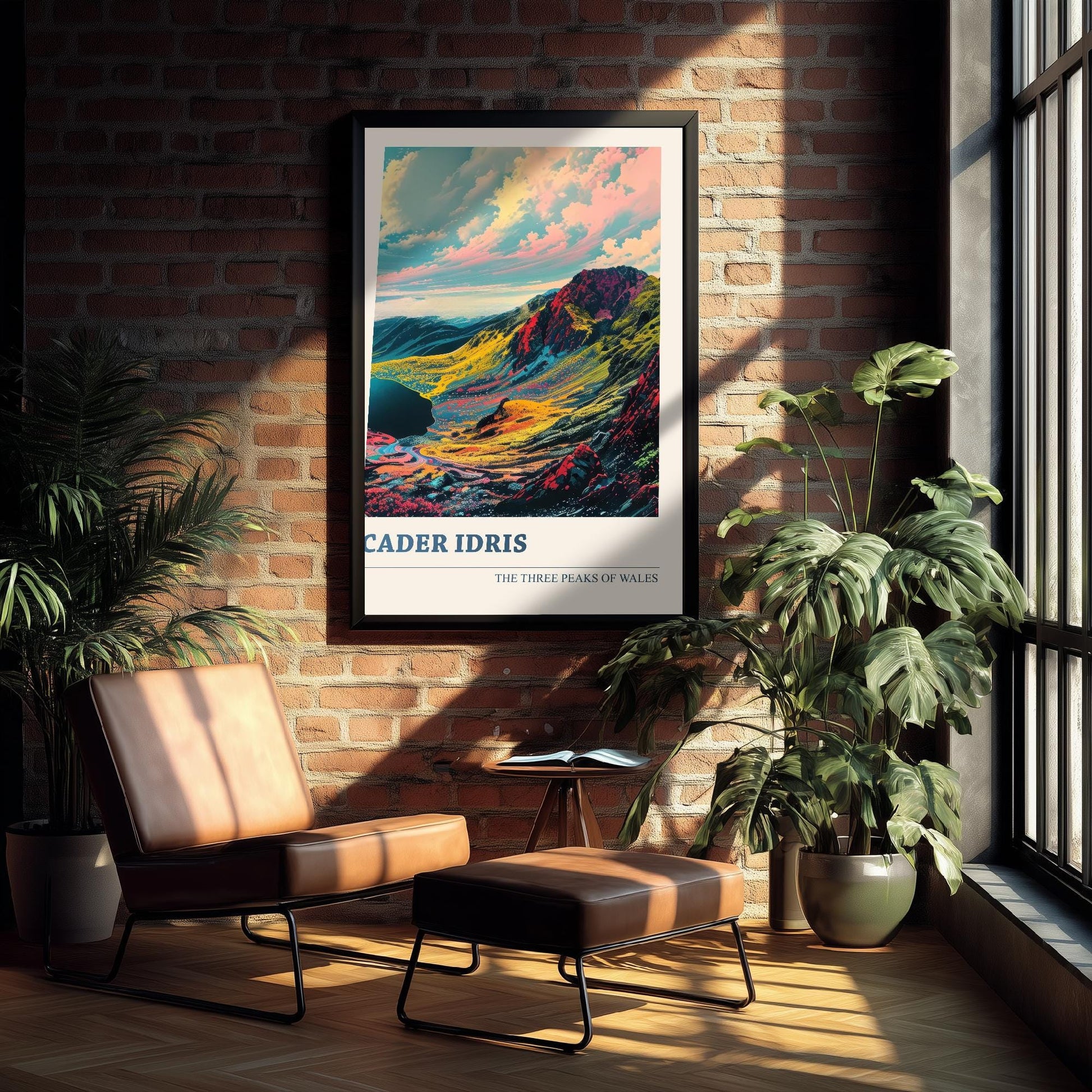 Cader Idris Peaks Travel Poster V2 - Art Print - Photo Painting Illustration Gift Visit Map Mount