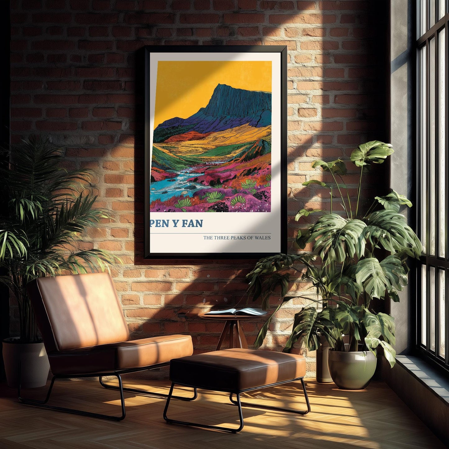 Pen y Fan Peaks Travel Poster - Art Print - Photo Painting Illustration Gift Visit Map Mount