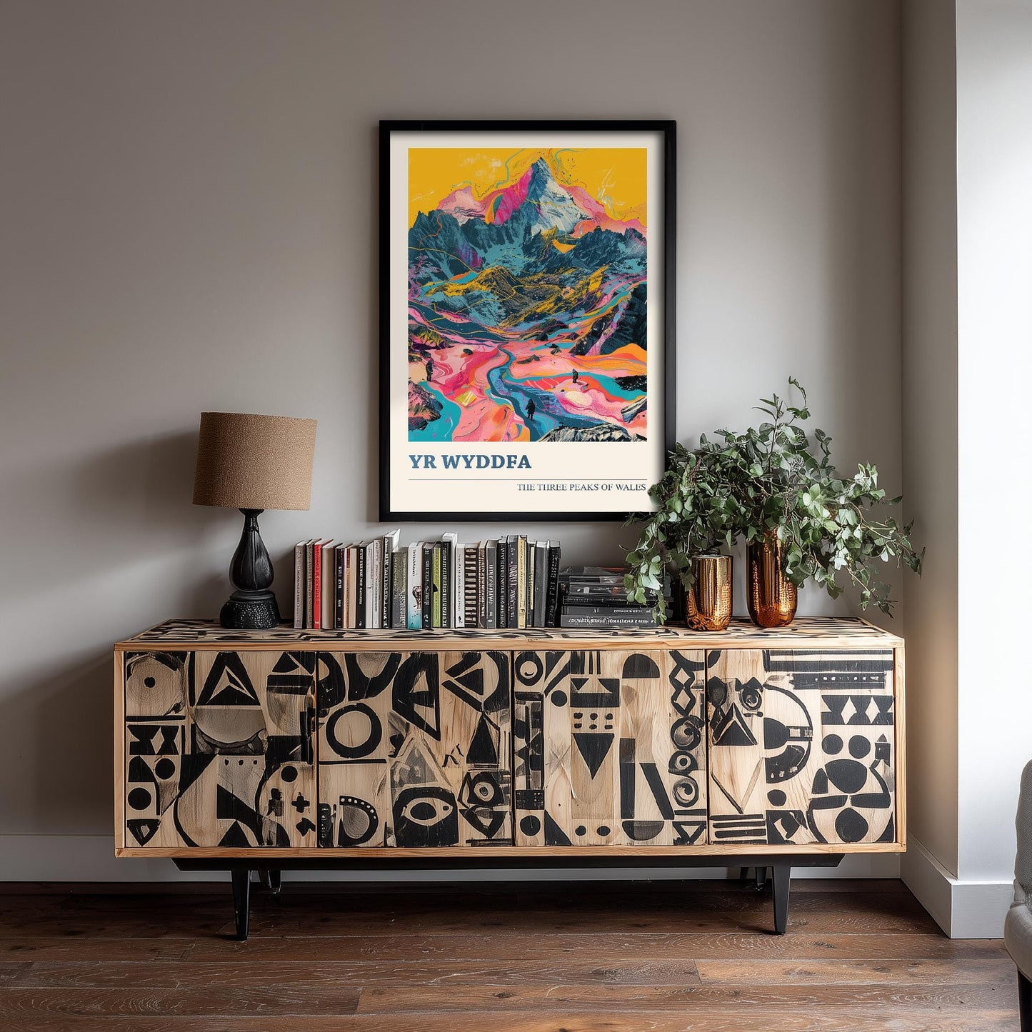 Yr Wyddfa Peaks Travel Poster - Art Print - Photo Painting Illustration Gift Visit Map Mount