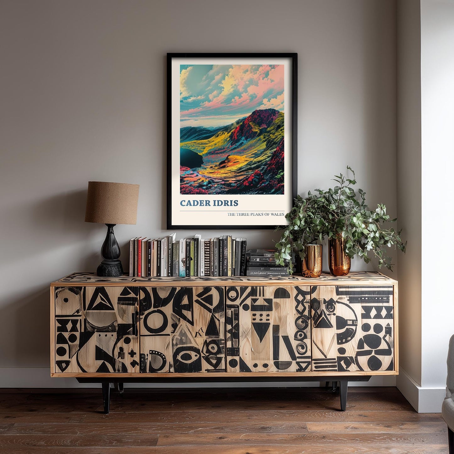 Cader Idris Peaks Travel Poster V2 - Art Print - Photo Painting Illustration Gift Visit Map Mount