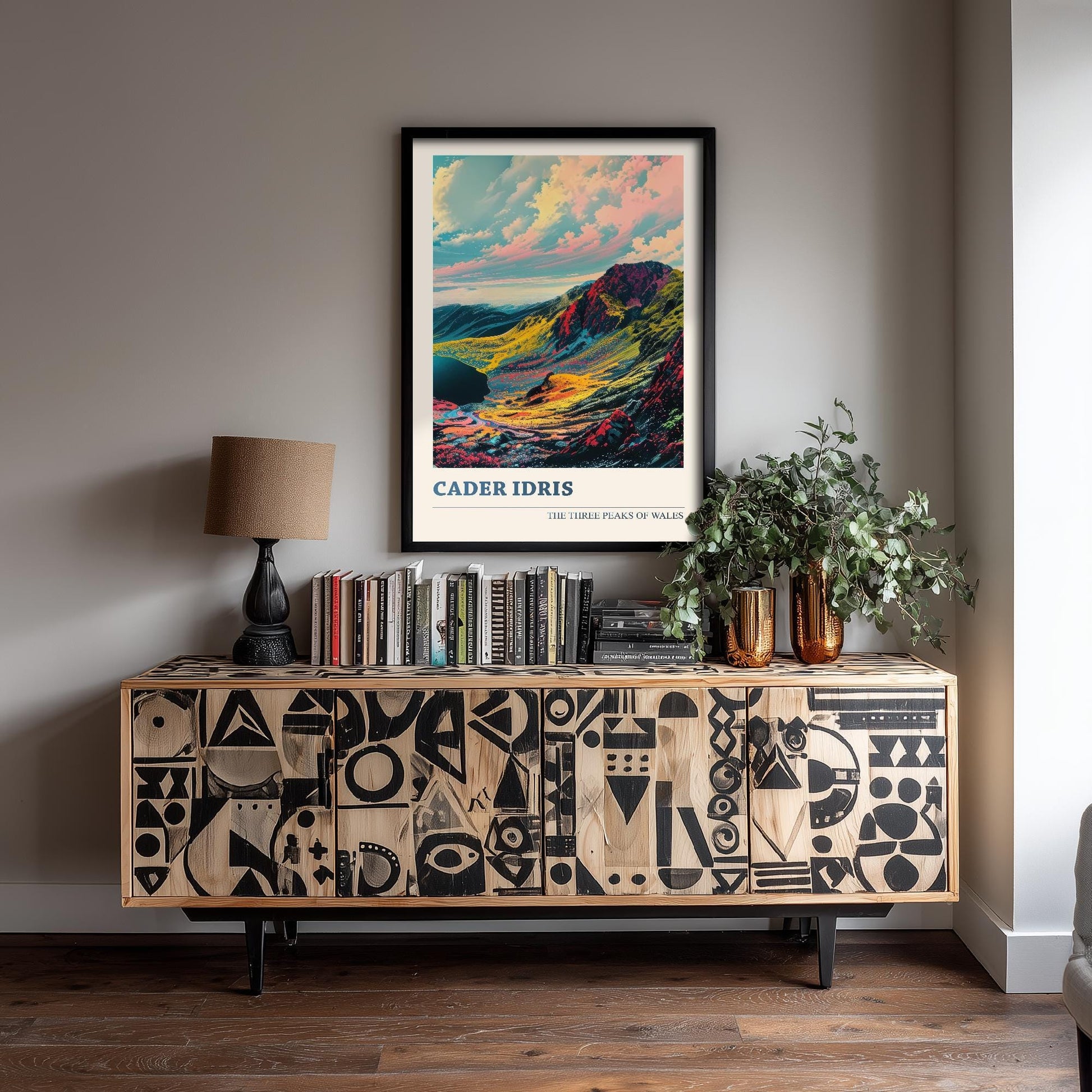 Cader Idris Peaks Travel Poster V2 - Art Print - Photo Painting Illustration Gift Visit Map Mount