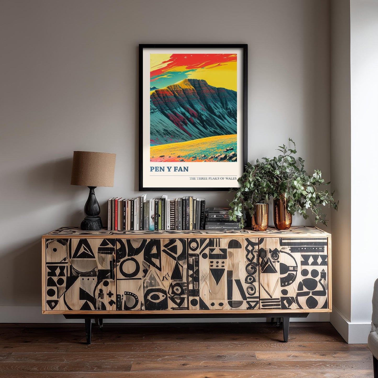 Pen y Fan Peaks Travel Poster V2 - Art Print - Photo Painting Illustration Gift Visit Map Mount