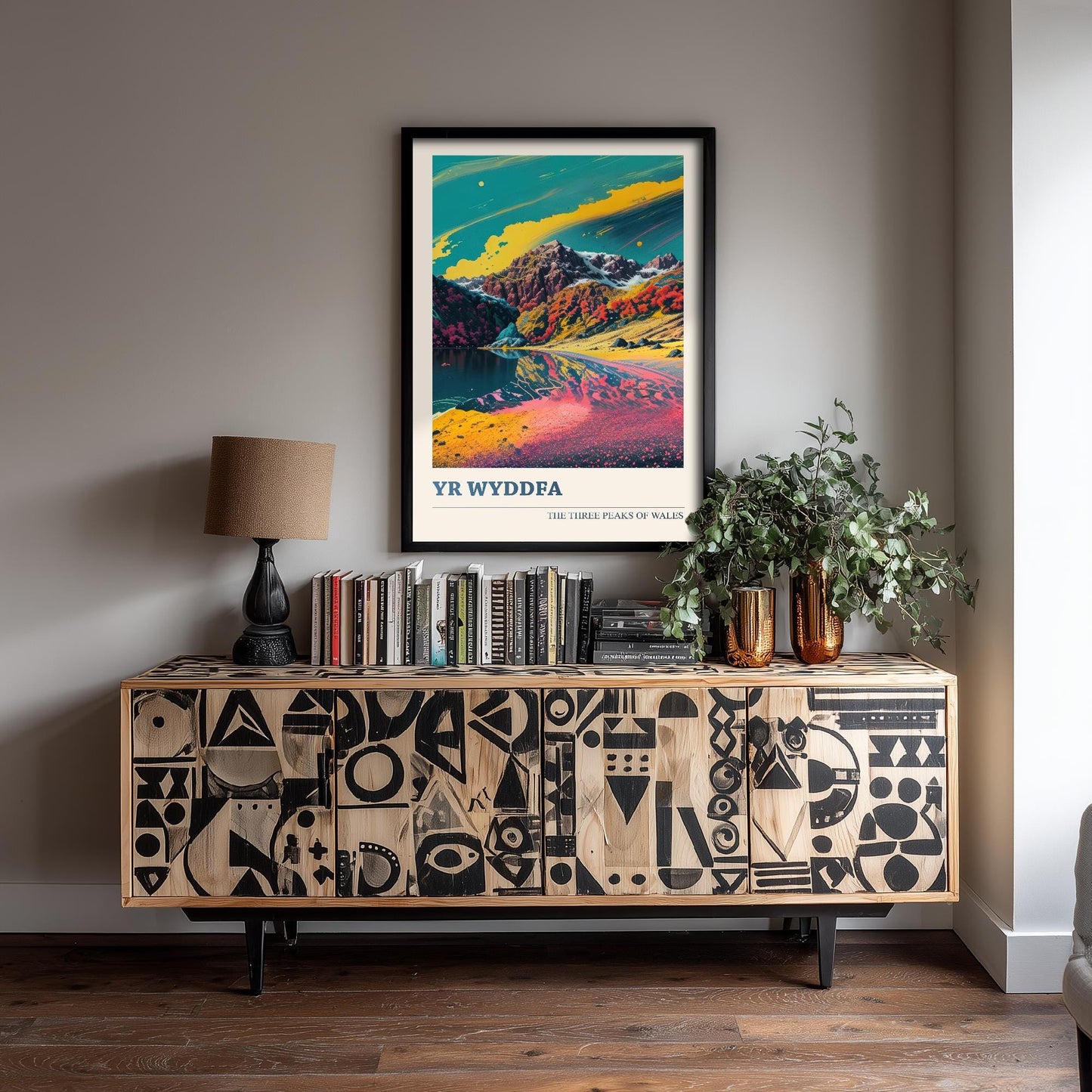 Yr Wyddfa Peaks Travel Poster V2 - Art Print - Photo Painting Illustration Gift Visit Map Mount