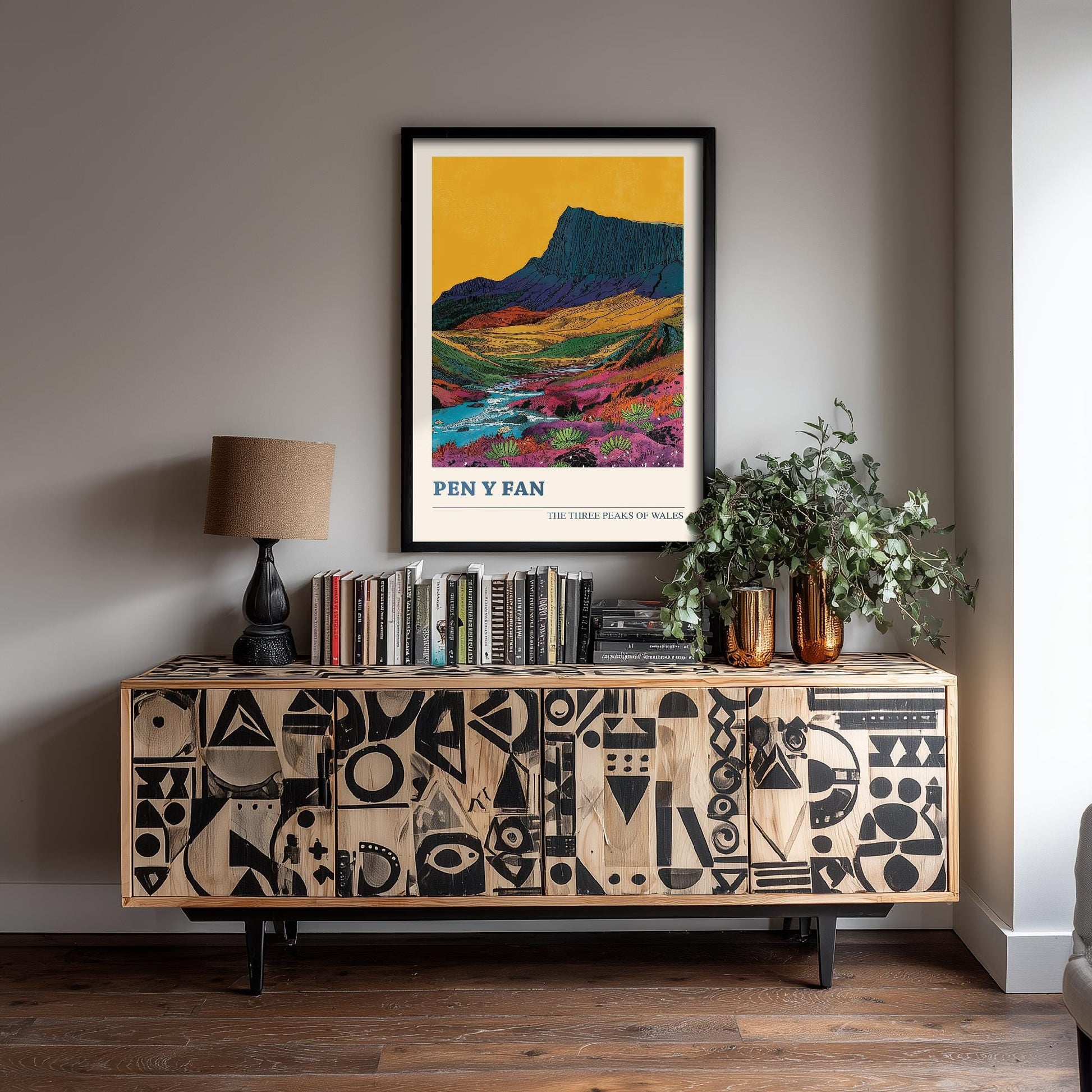 Pen y Fan Peaks Travel Poster - Art Print - Photo Painting Illustration Gift Visit Map Mount