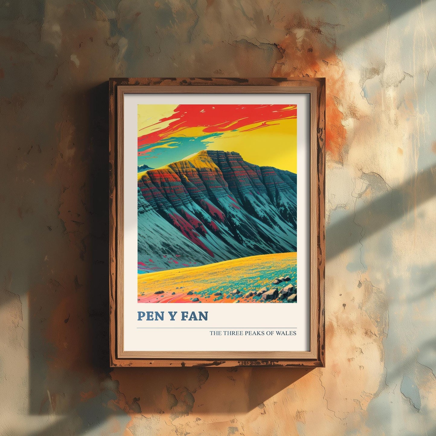 Pen y Fan Peaks Travel Poster V2 - Art Print - Photo Painting Illustration Gift Visit Map Mount