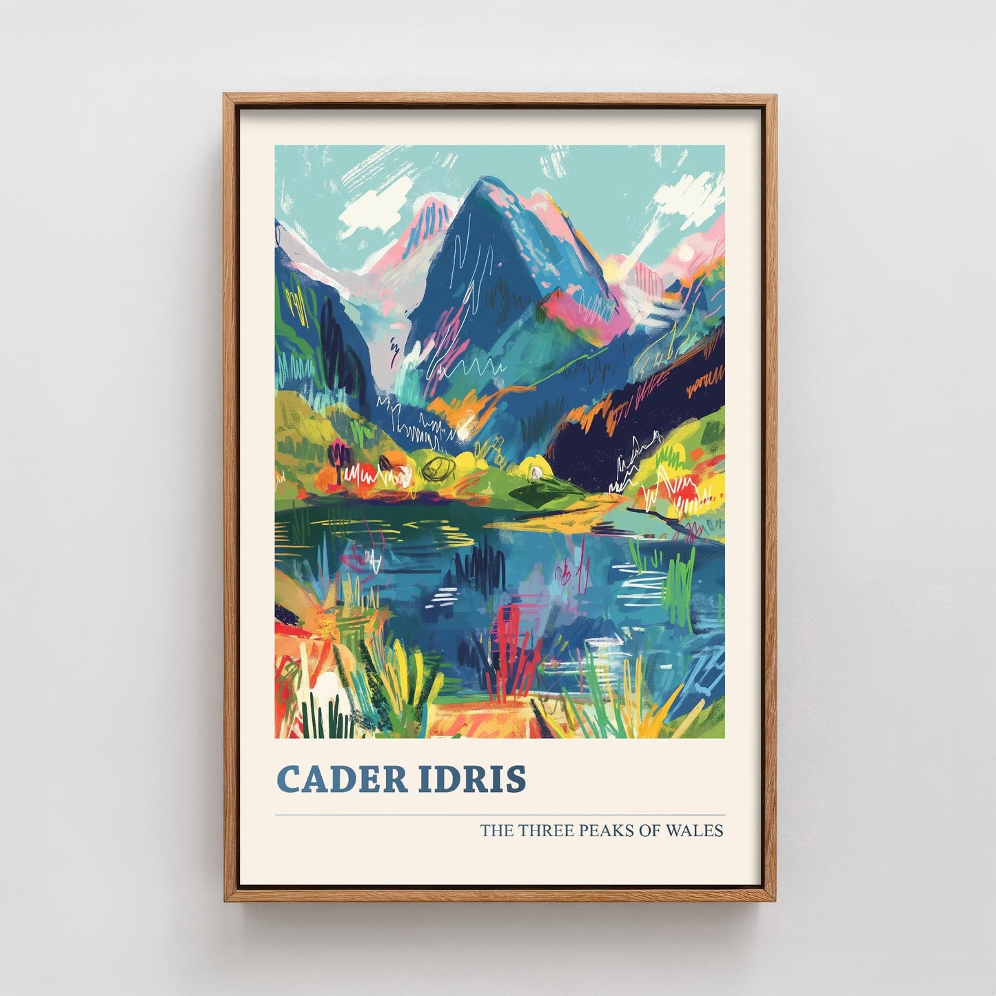Cader Idris Peaks Travel Poster - Art Print - Photo Painting Illustration Gift Visit Map Mount