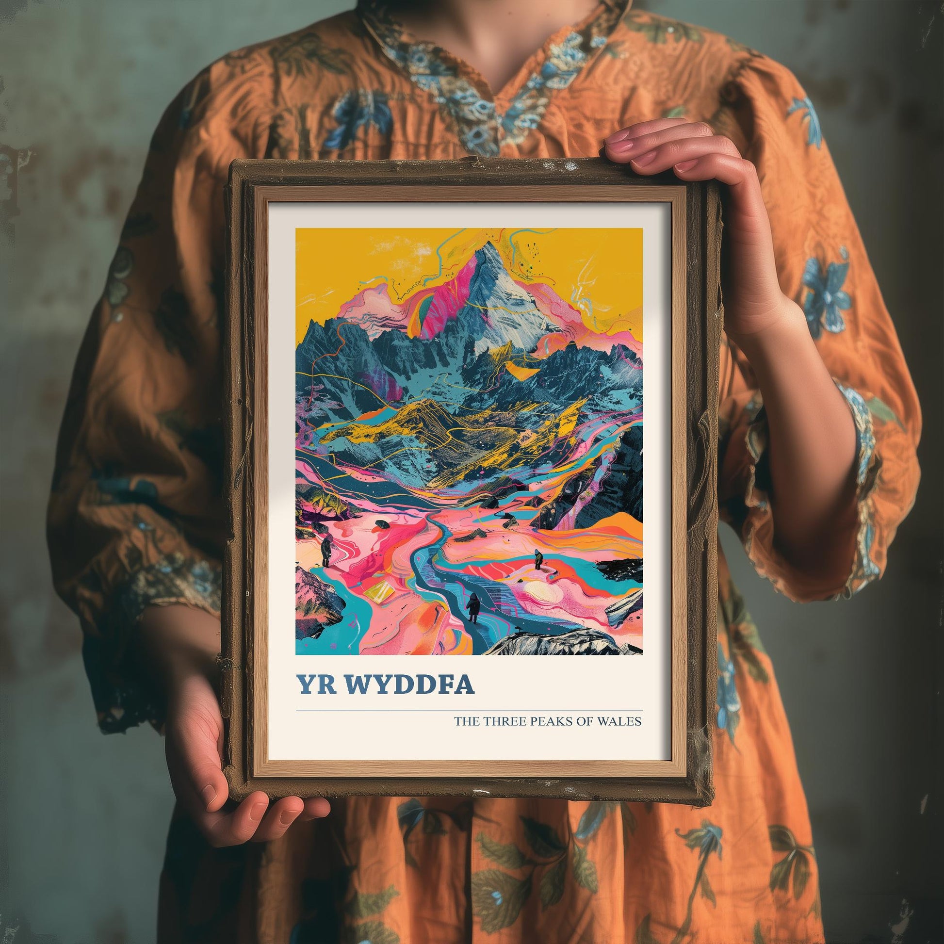 Yr Wyddfa Peaks Travel Poster - Art Print - Photo Painting Illustration Gift Visit Map Mount