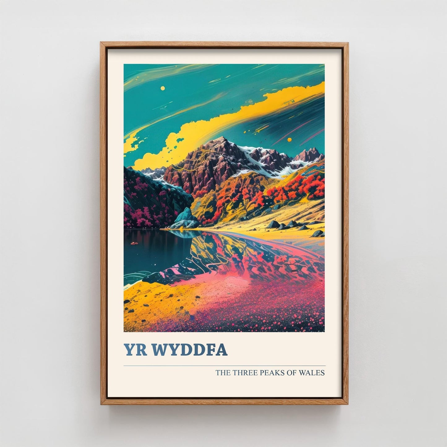 Yr Wyddfa Peaks Travel Poster V2 - Art Print - Photo Painting Illustration Gift Visit Map Mount