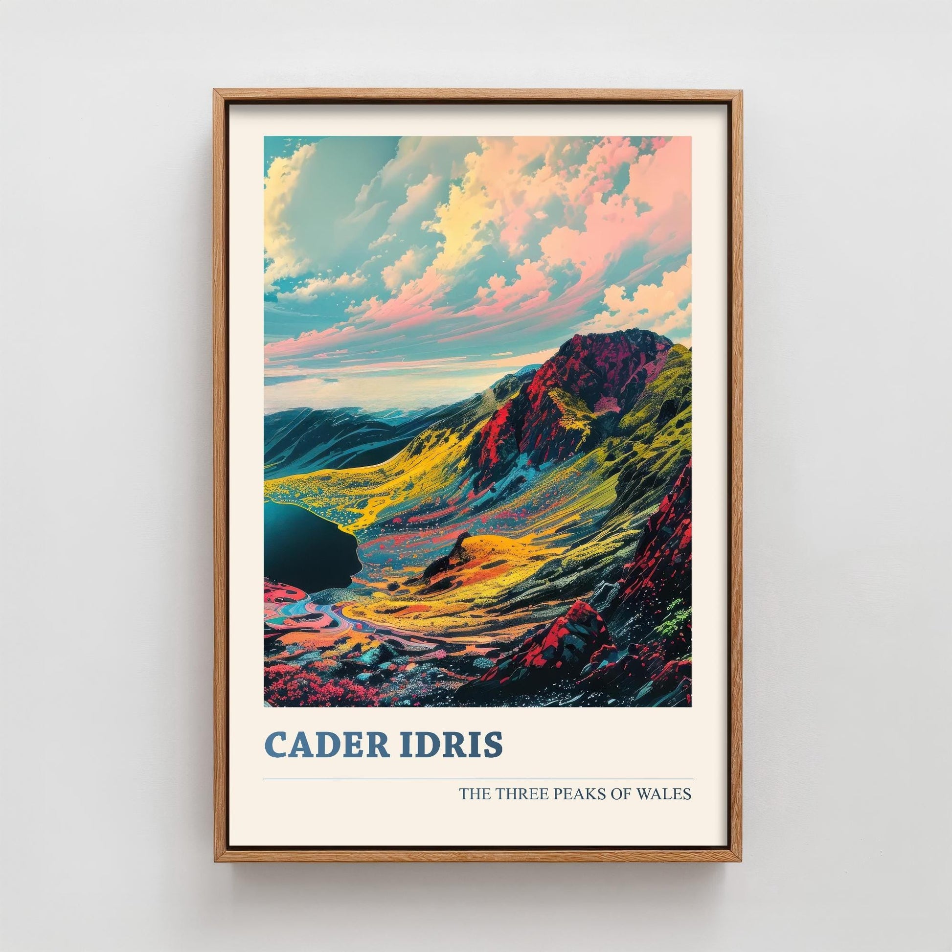 Cader Idris Peaks Travel Poster V2 - Art Print - Photo Painting Illustration Gift Visit Map Mount