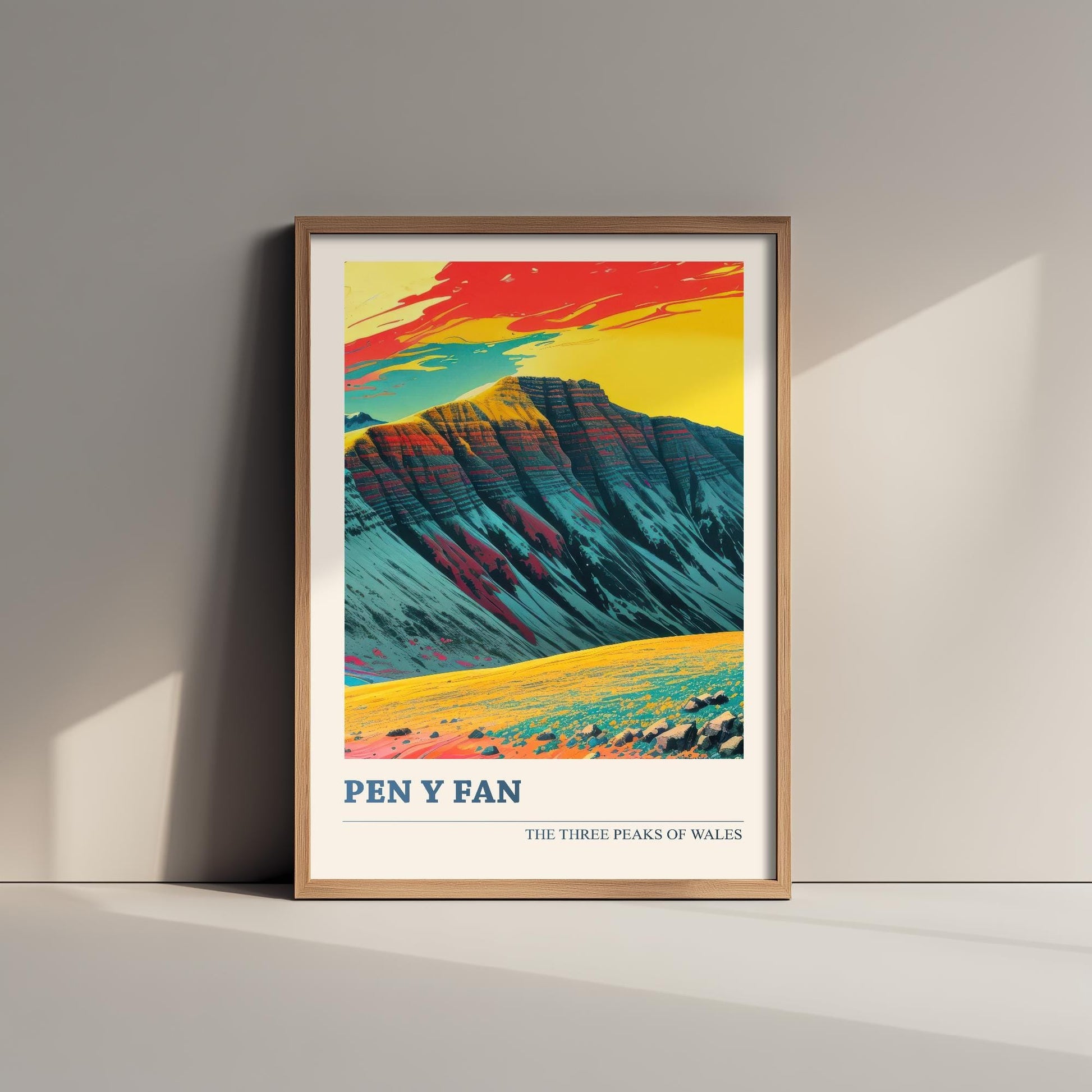 Pen y Fan Peaks Travel Poster V2 - Art Print - Photo Painting Illustration Gift Visit Map Mount