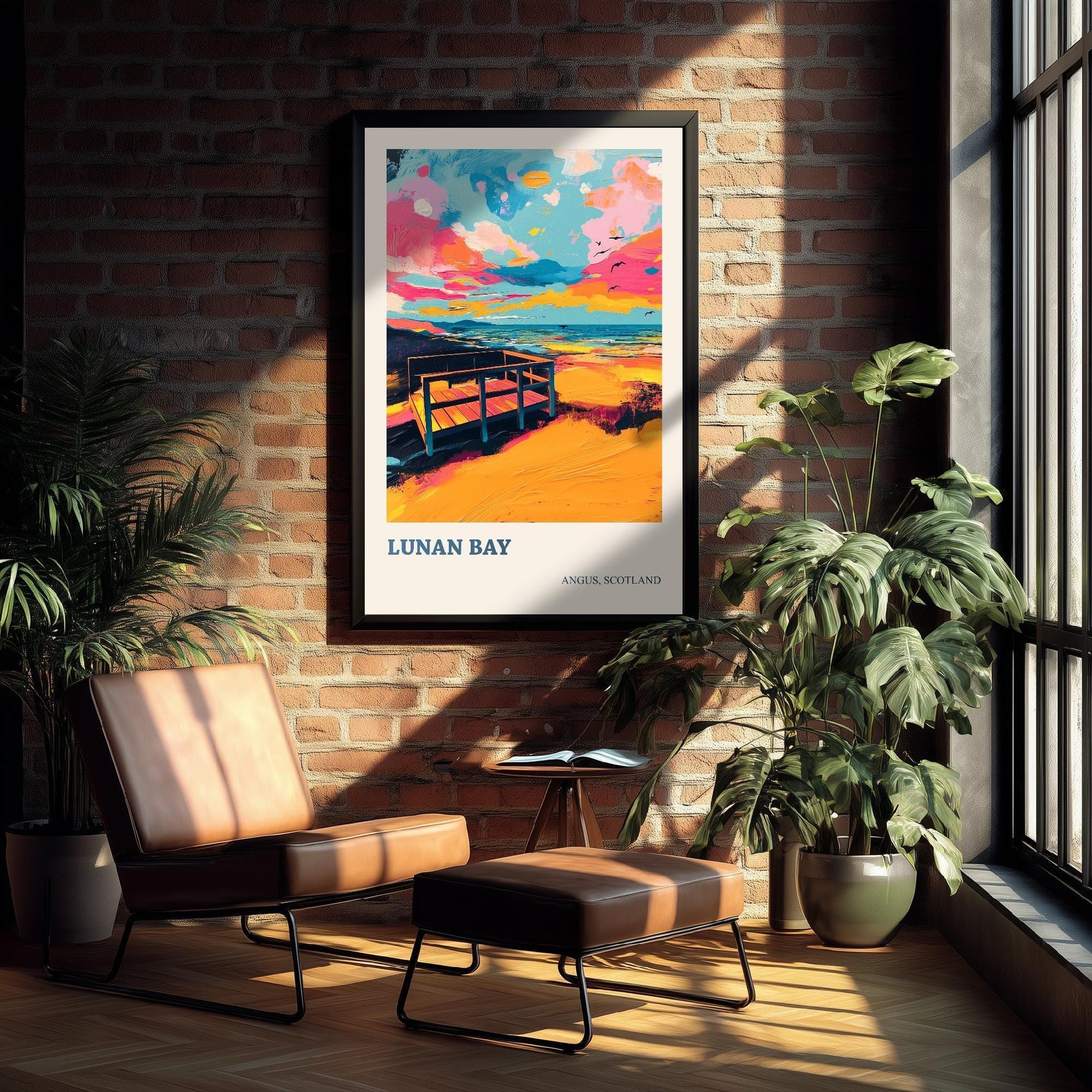 Lunan Bay Poster - Vibrant Landmark of Angus Art Print - Watercolour Painting Gift