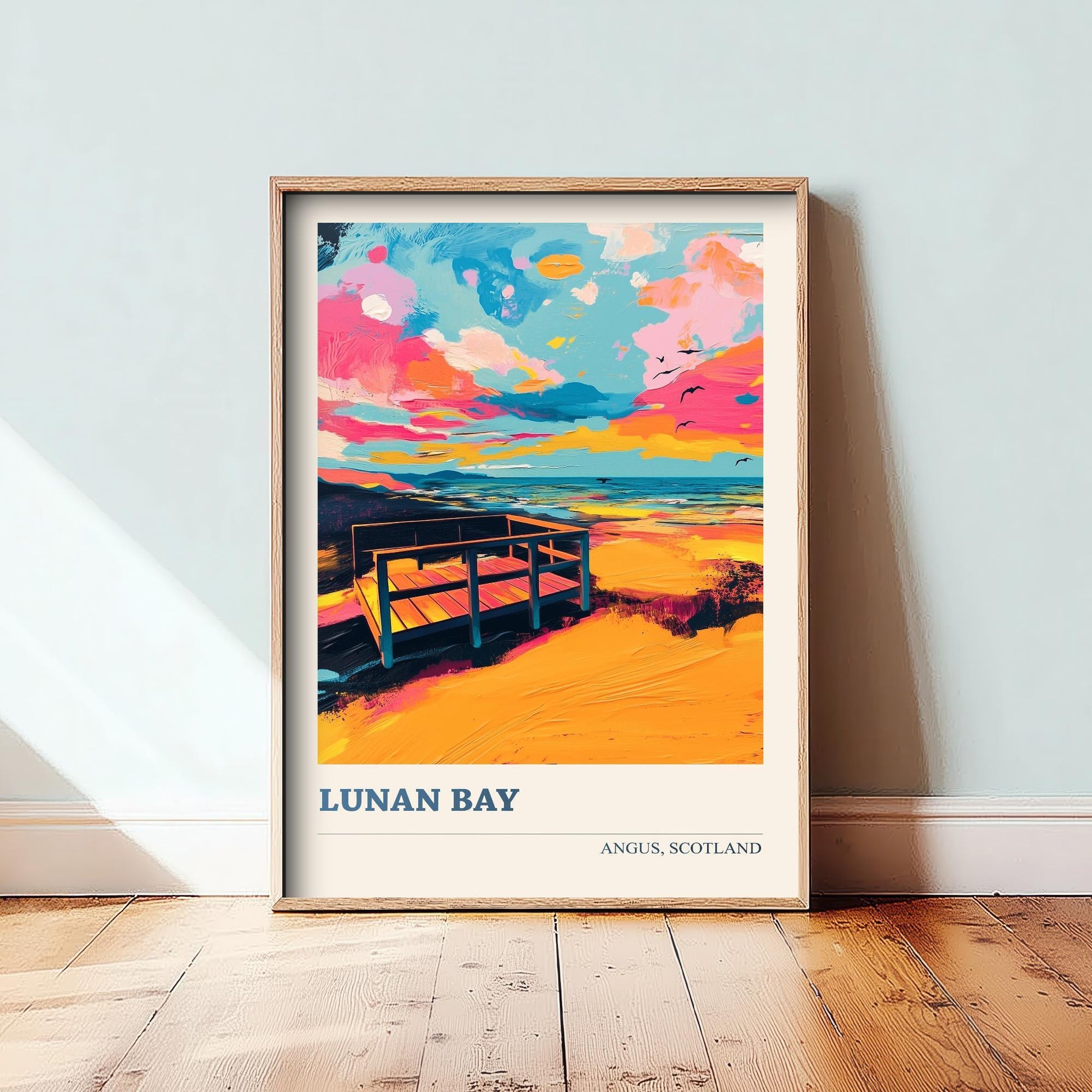 Lunan Bay Poster - Vibrant Landmark of Angus Art Print - Watercolour Painting Gift