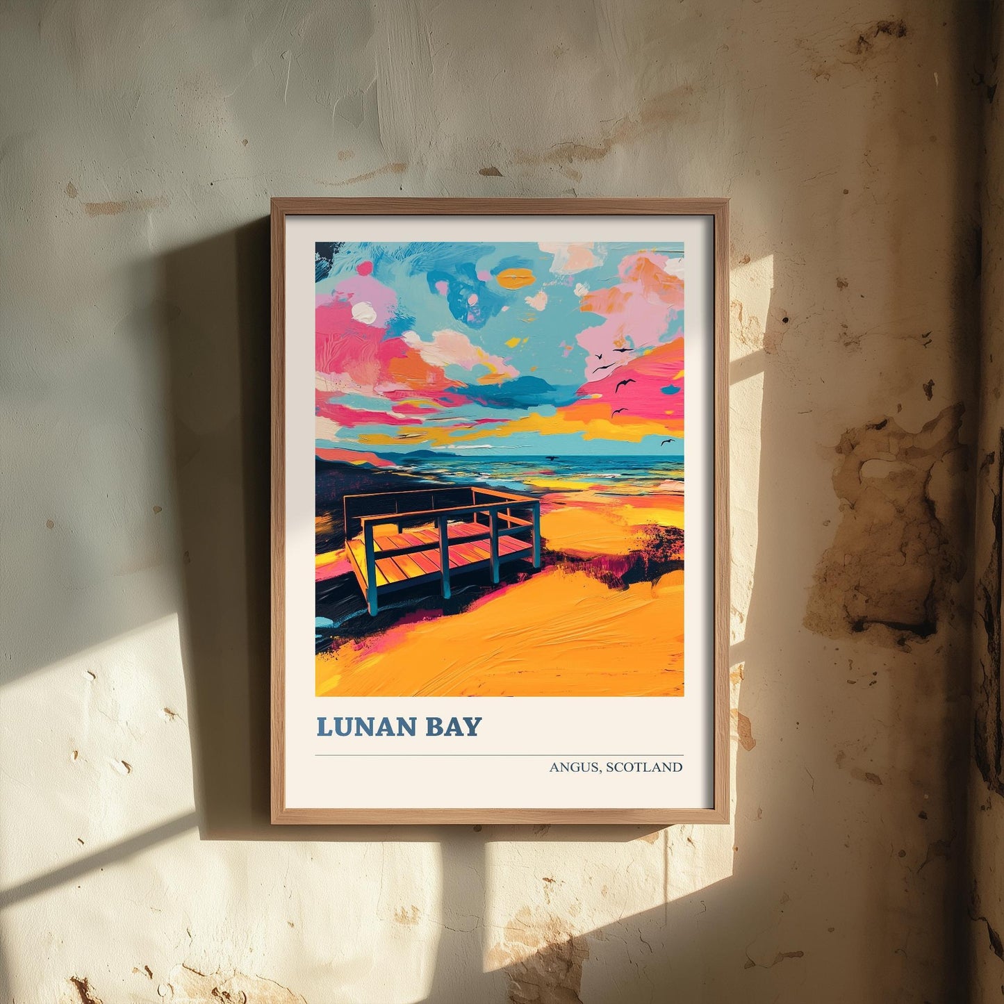 Lunan Bay Poster - Vibrant Landmark of Angus Art Print - Watercolour Painting Gift