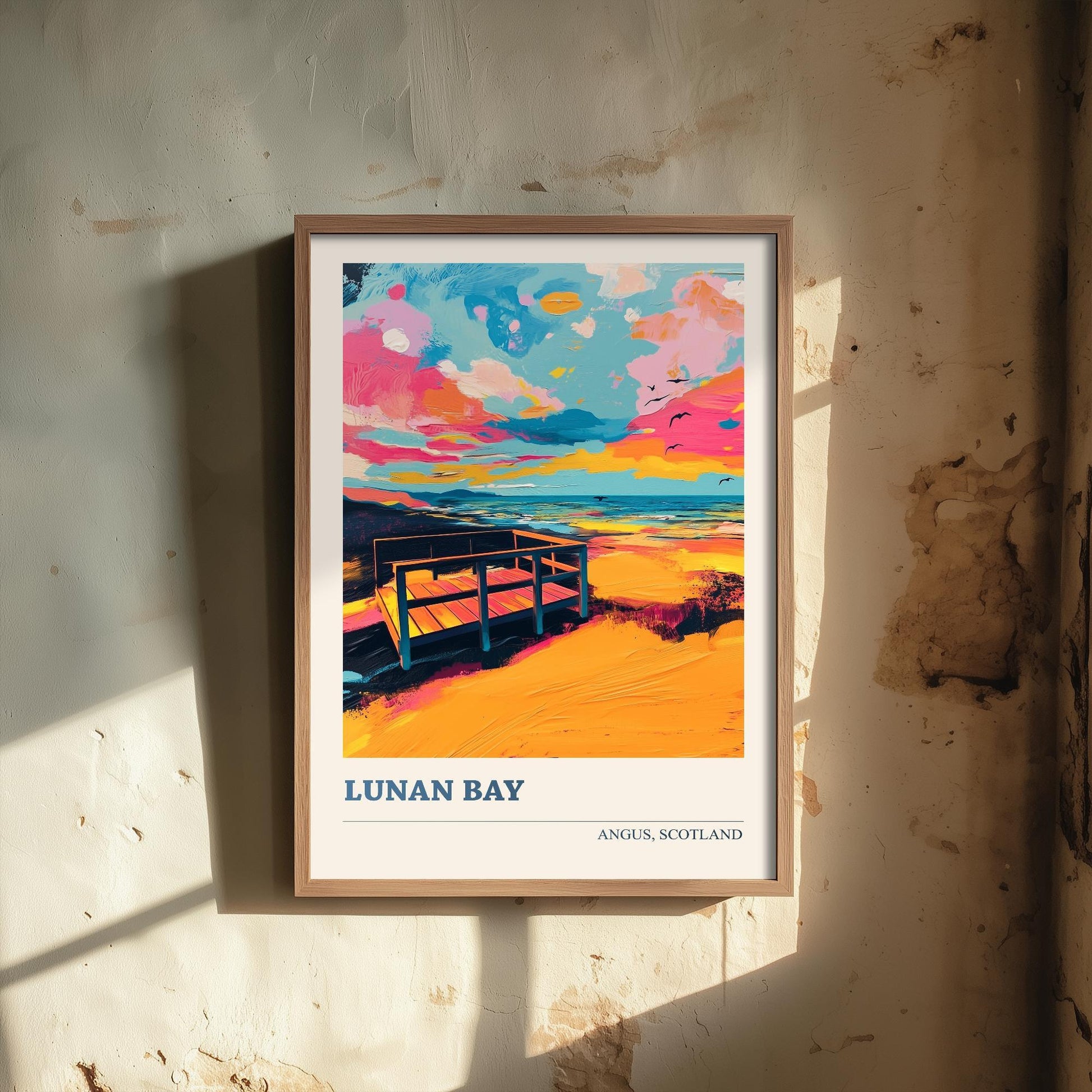Lunan Bay Poster - Vibrant Landmark of Angus Art Print - Watercolour Painting Gift