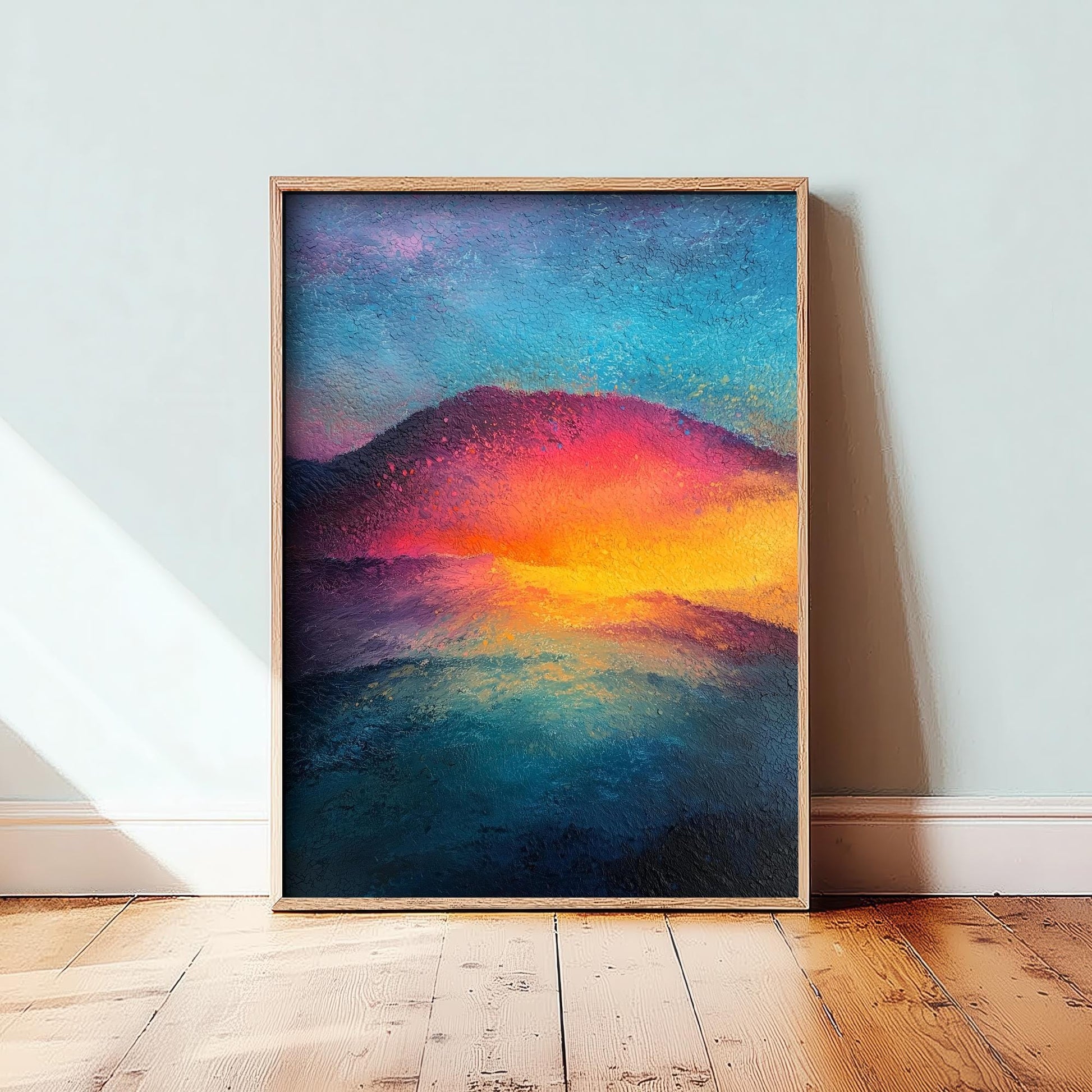 Scafell Pike Art Print | Glowing Red Peak Sunset Mountain Poster | Radiant Chalk Pastel Lake District Painting Wall Decor 3/3