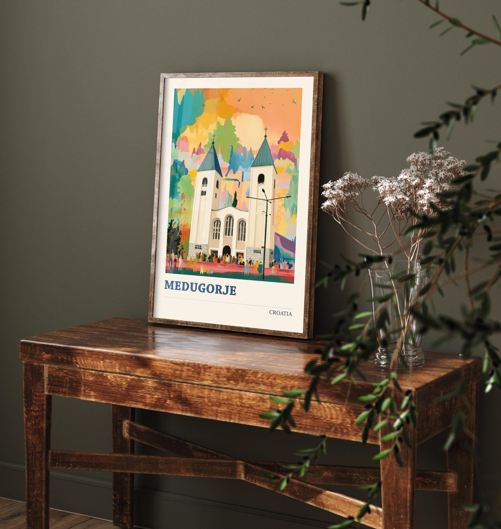 Vukovar, Croatia Travel Poster - Modern Art Print - Photo Painting Illustration Gift Map Water Tower