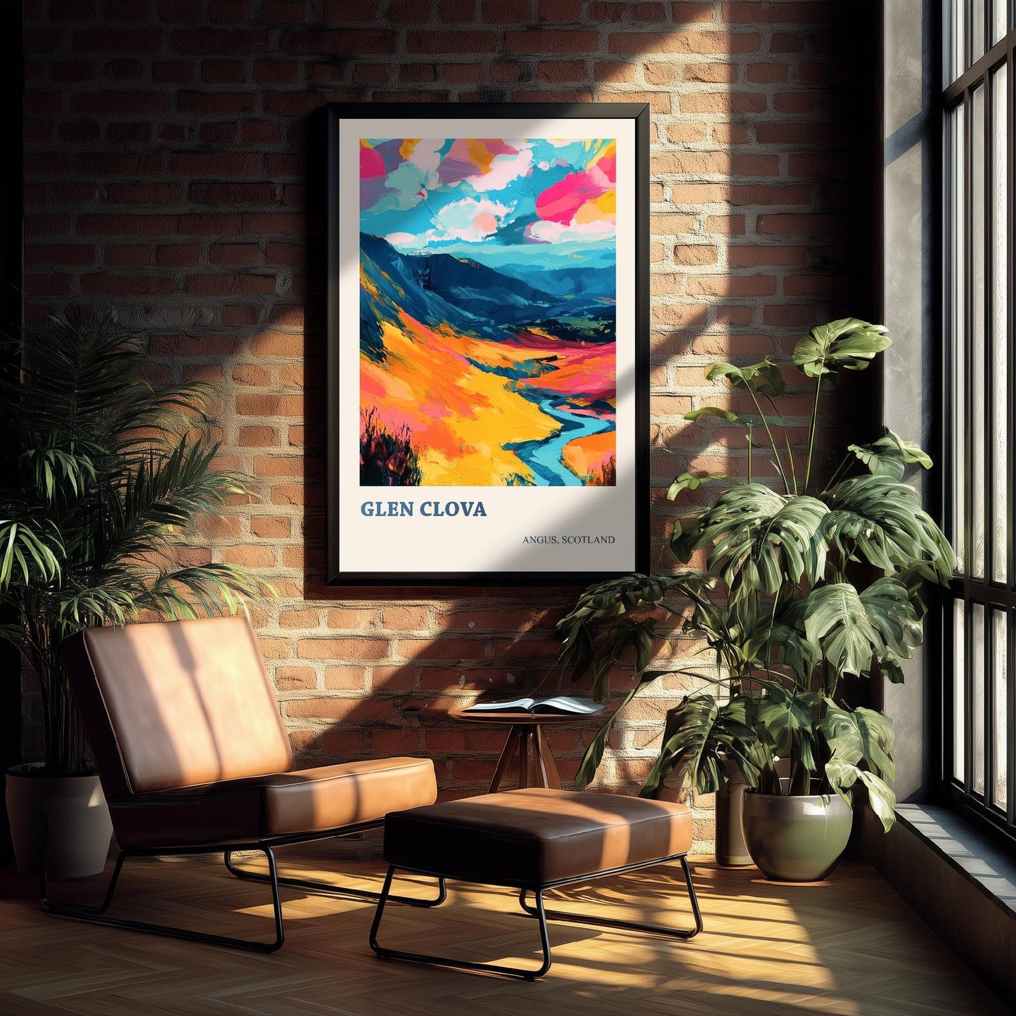 Glen Clova Poster - Vibrant Landmark of Angus Art Print - Watercolour Painting Gift