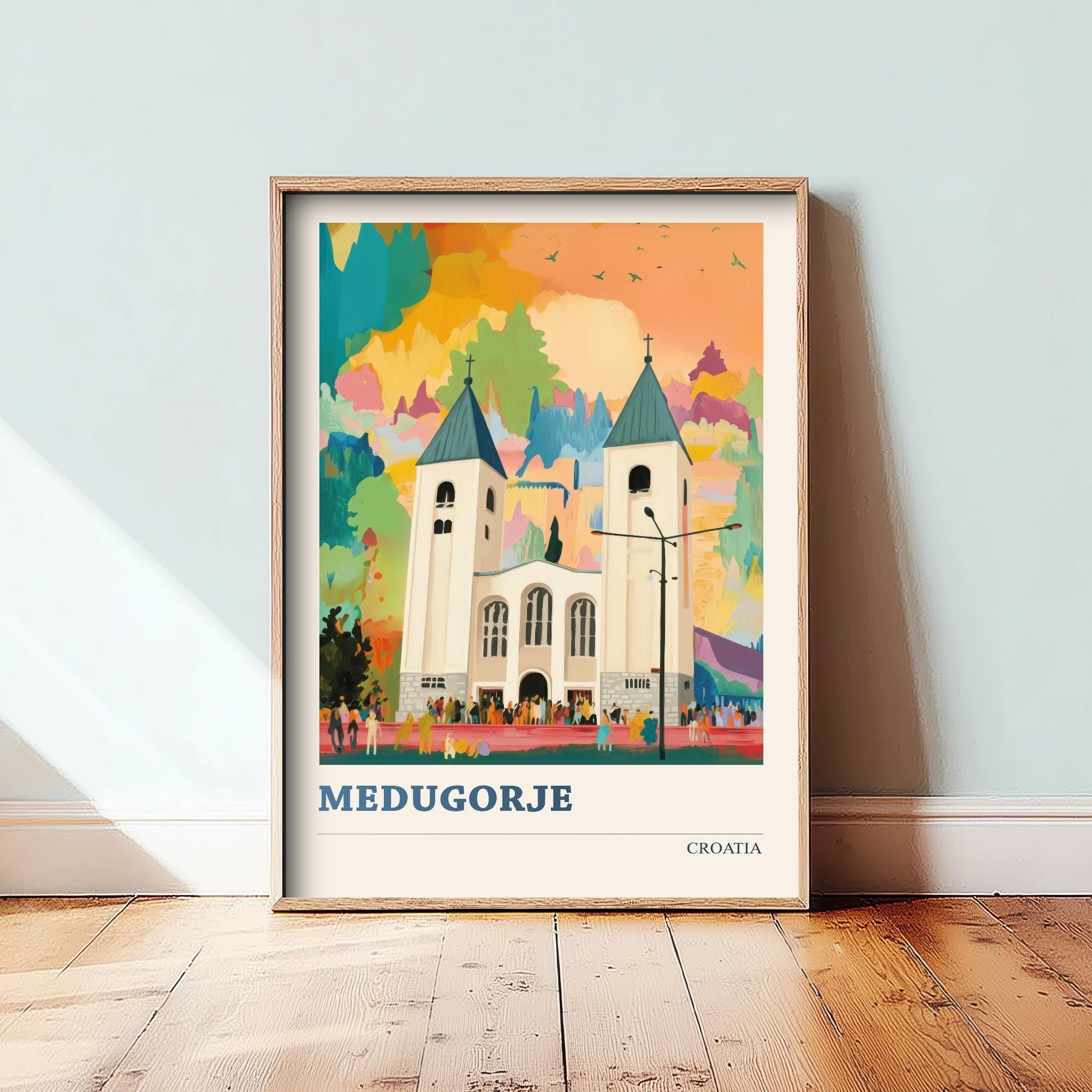 Vukovar, Croatia Travel Poster - Modern Art Print - Photo Painting Illustration Gift Map Water Tower