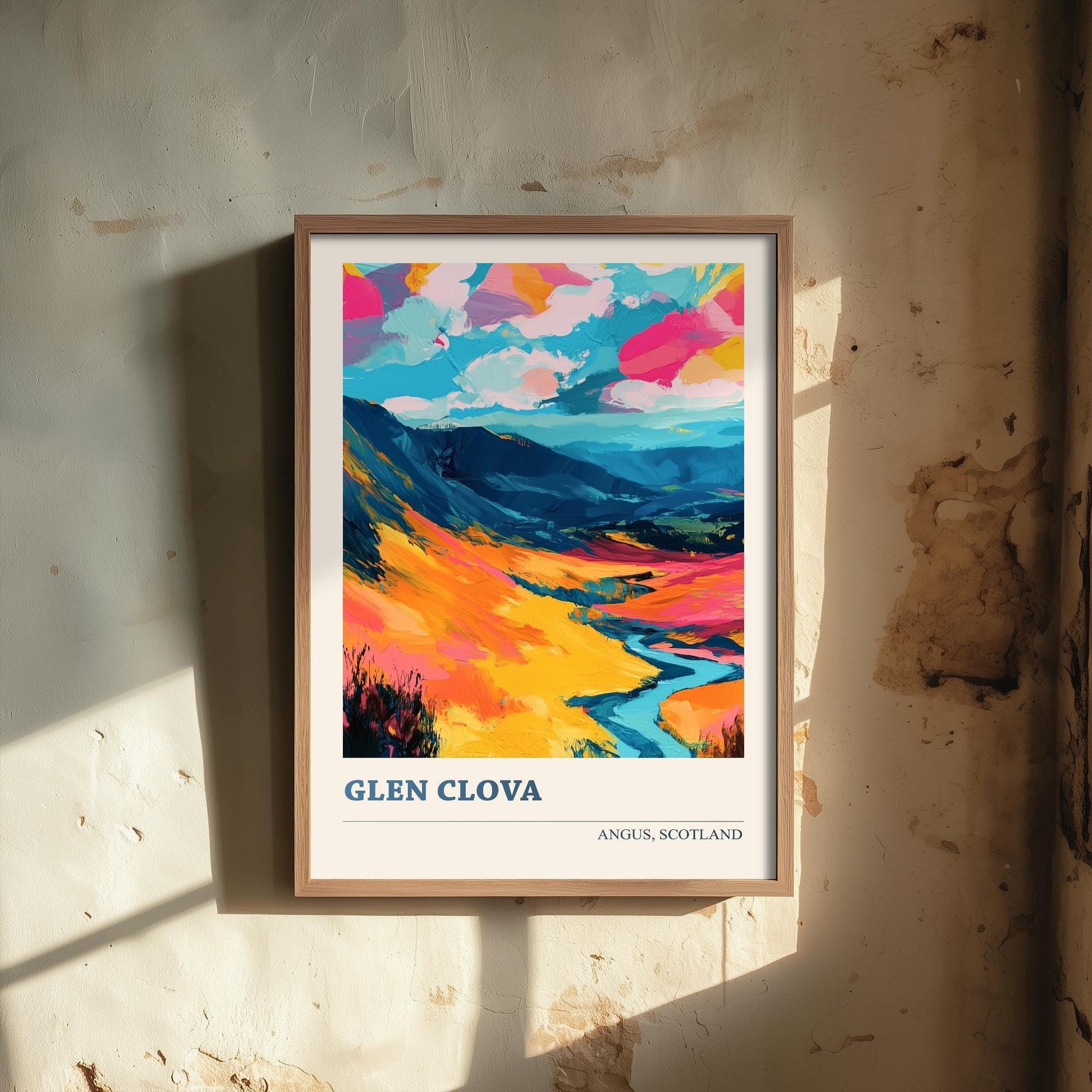 Glen Clova Poster - Vibrant Landmark of Angus Art Print - Watercolour Painting Gift