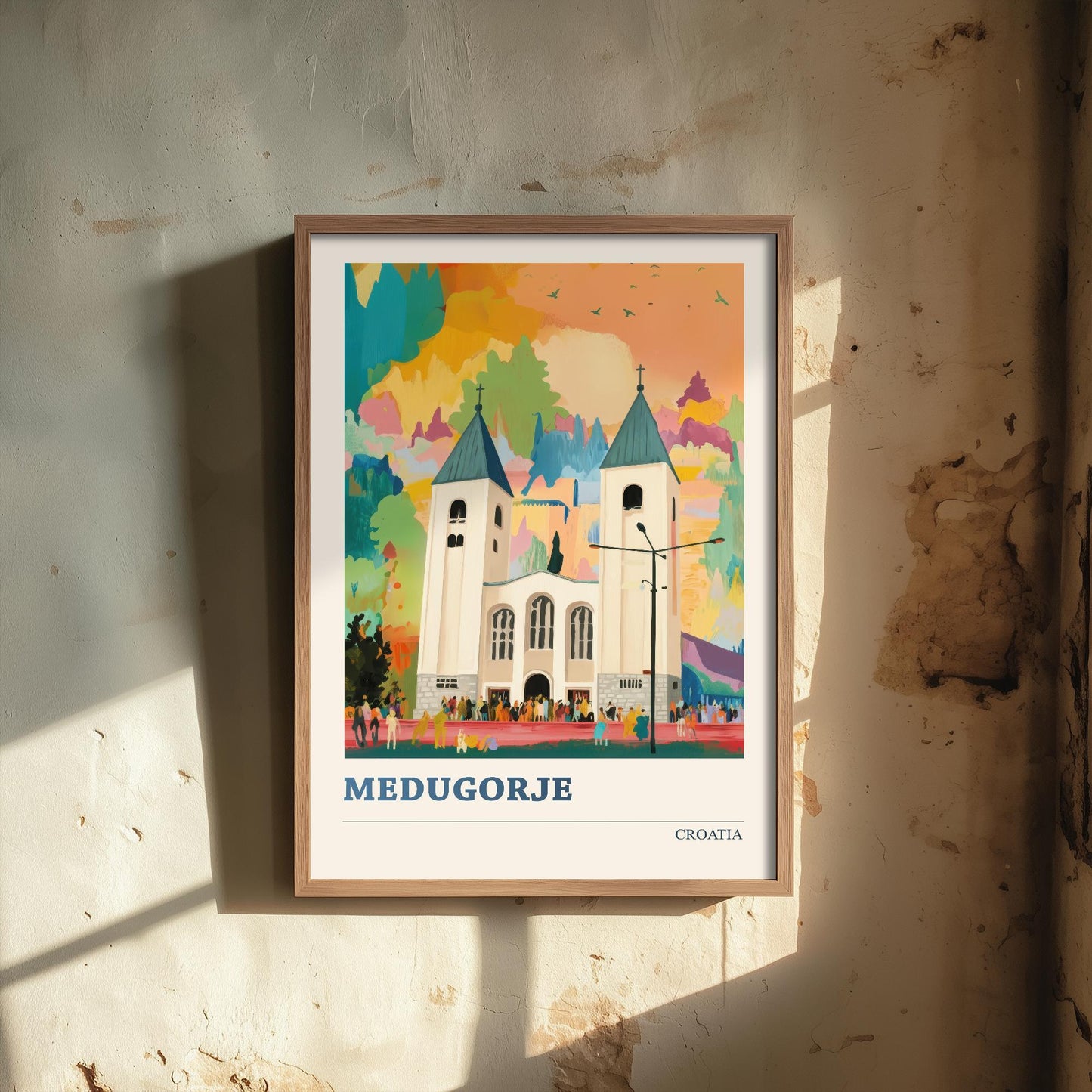 Vukovar, Croatia Travel Poster - Modern Art Print - Photo Painting Illustration Gift Map Water Tower