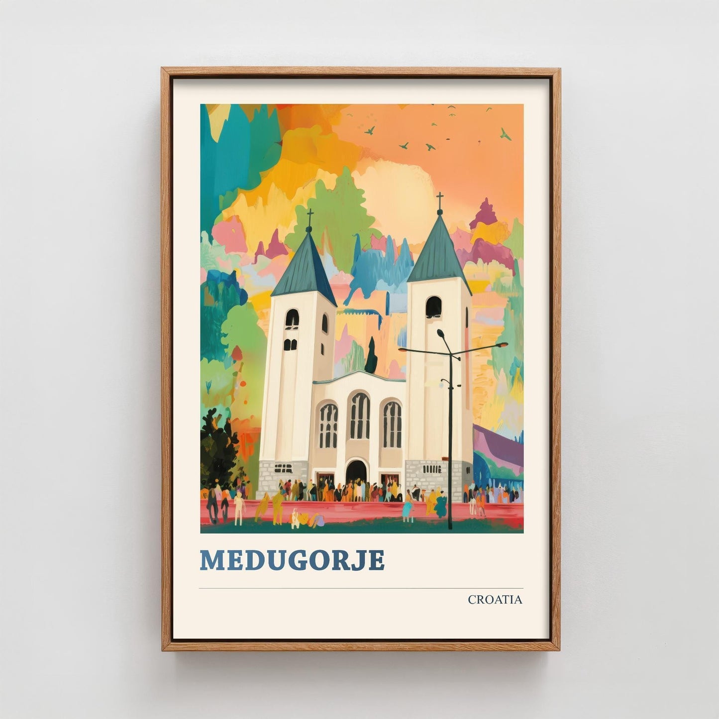 Vukovar, Croatia Travel Poster - Modern Art Print - Photo Painting Illustration Gift Map Water Tower