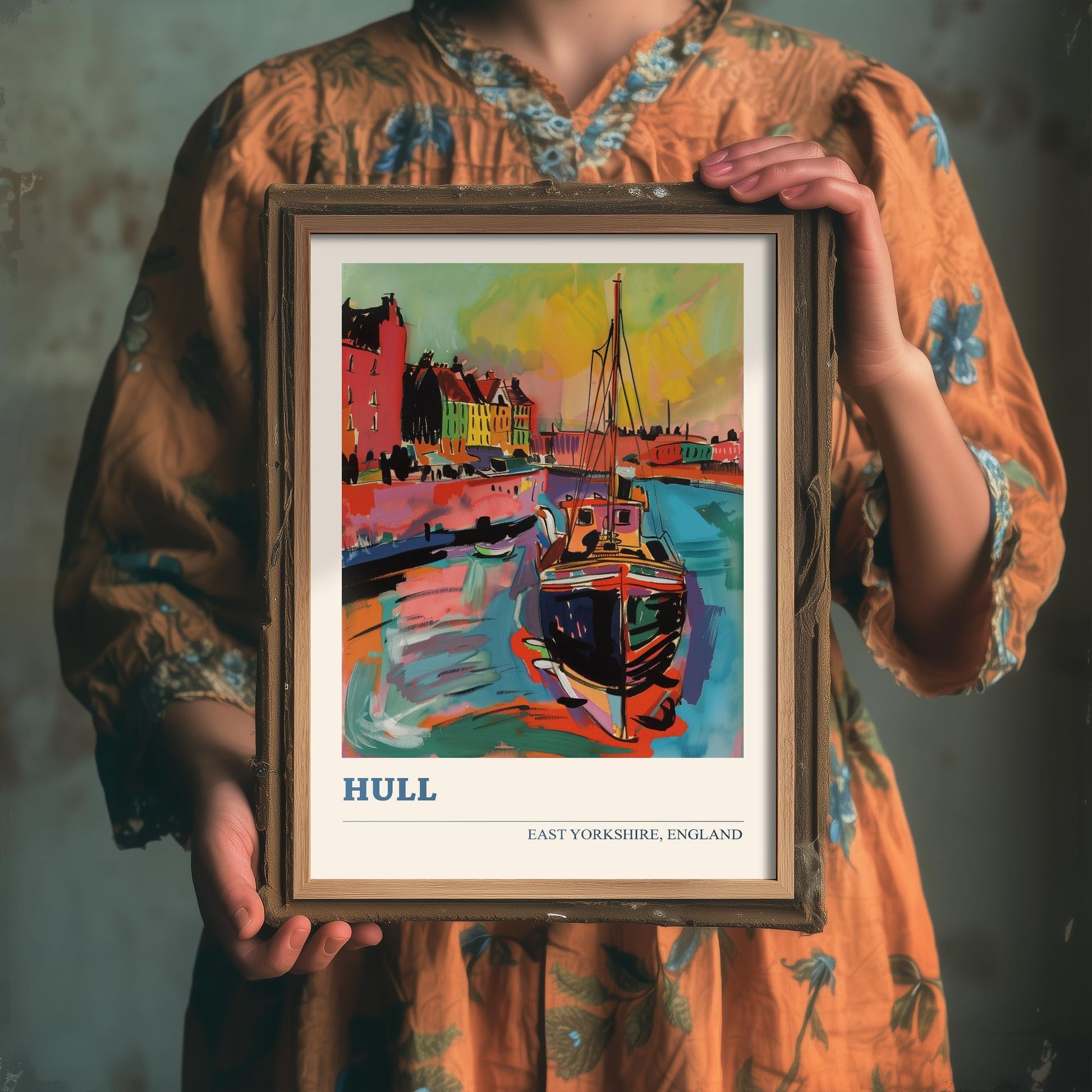 Hull, East Yorkshire Landmark Art Print - Poster Painting Illustration Gift