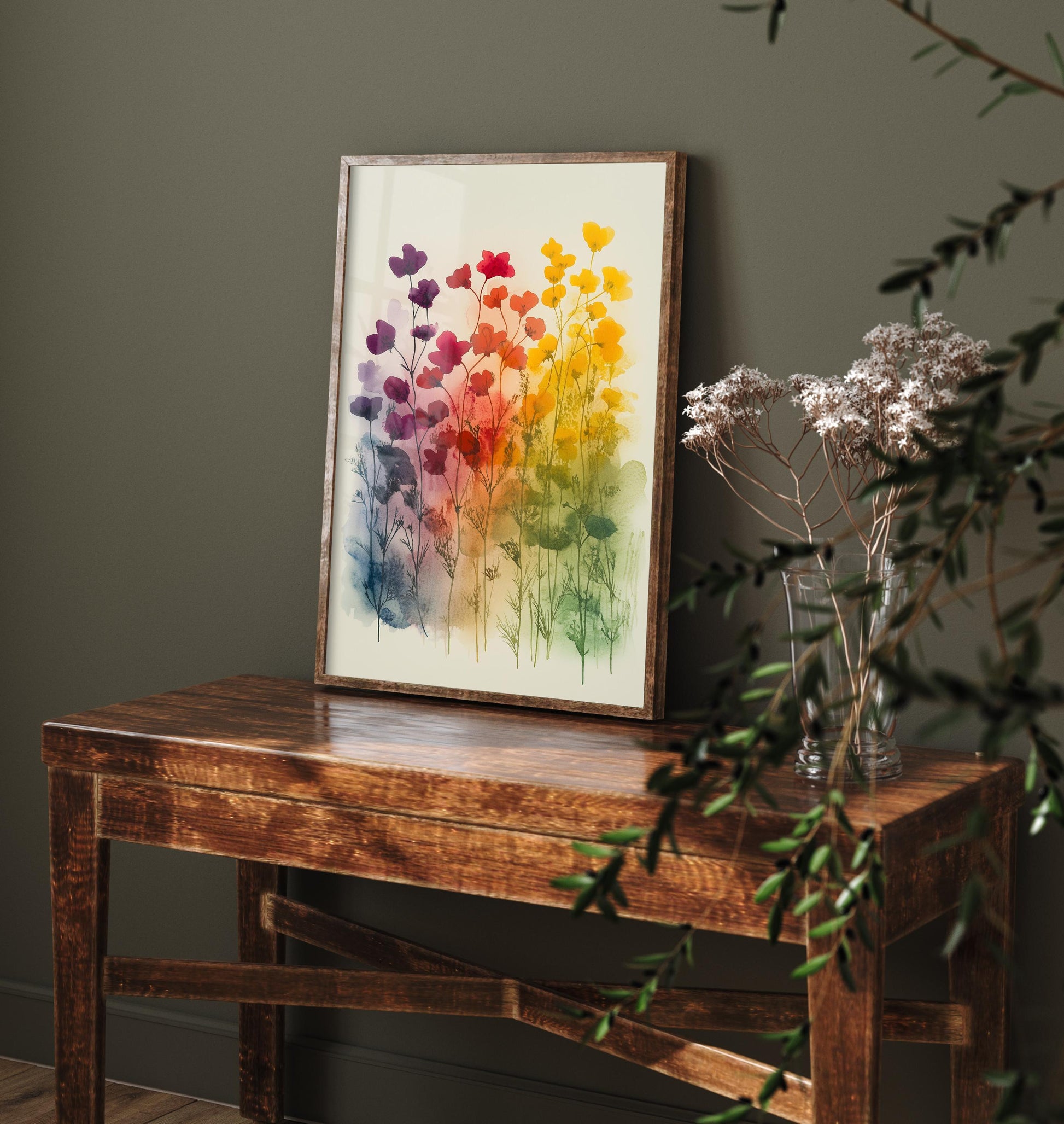 Emotive Watercolour Flower Print V9 - Amsterdam Bloemenmarkt Floral Bouquet Painting - Photo Poster Wall Art Gift Fauna Wildflower 2/3