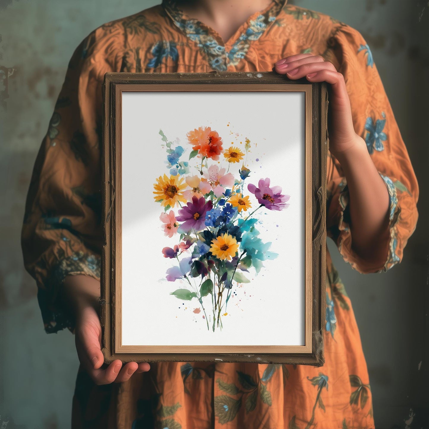 Emotive Watercolour Flower Print V13 - Delicate Loose Bouquet Painting - Soft Wildflower Wall Art Poster Gift Floral Pastel 3/3