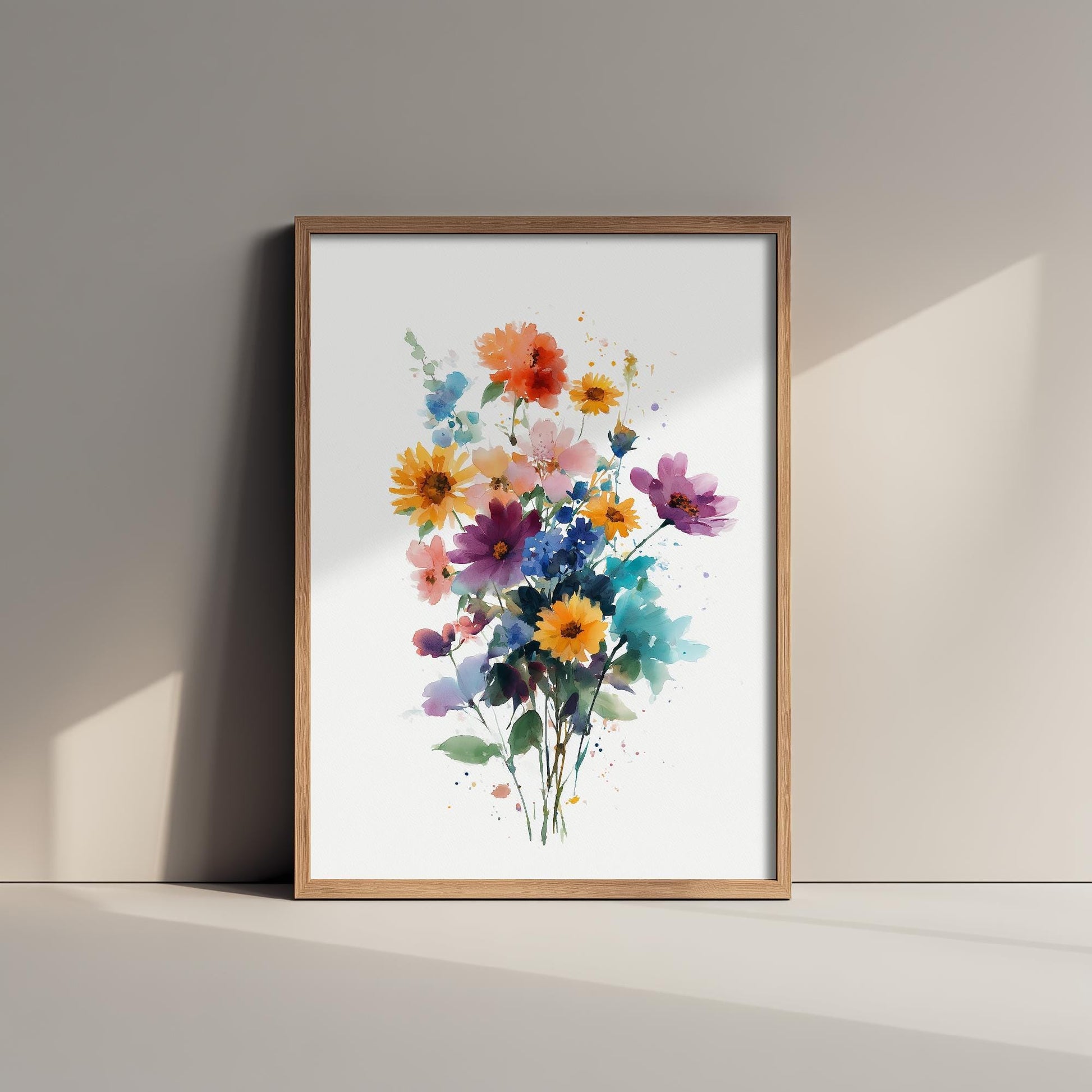 Emotive Watercolour Flower Print V13 - Delicate Loose Bouquet Painting - Soft Wildflower Wall Art Poster Gift Floral Pastel 3/3