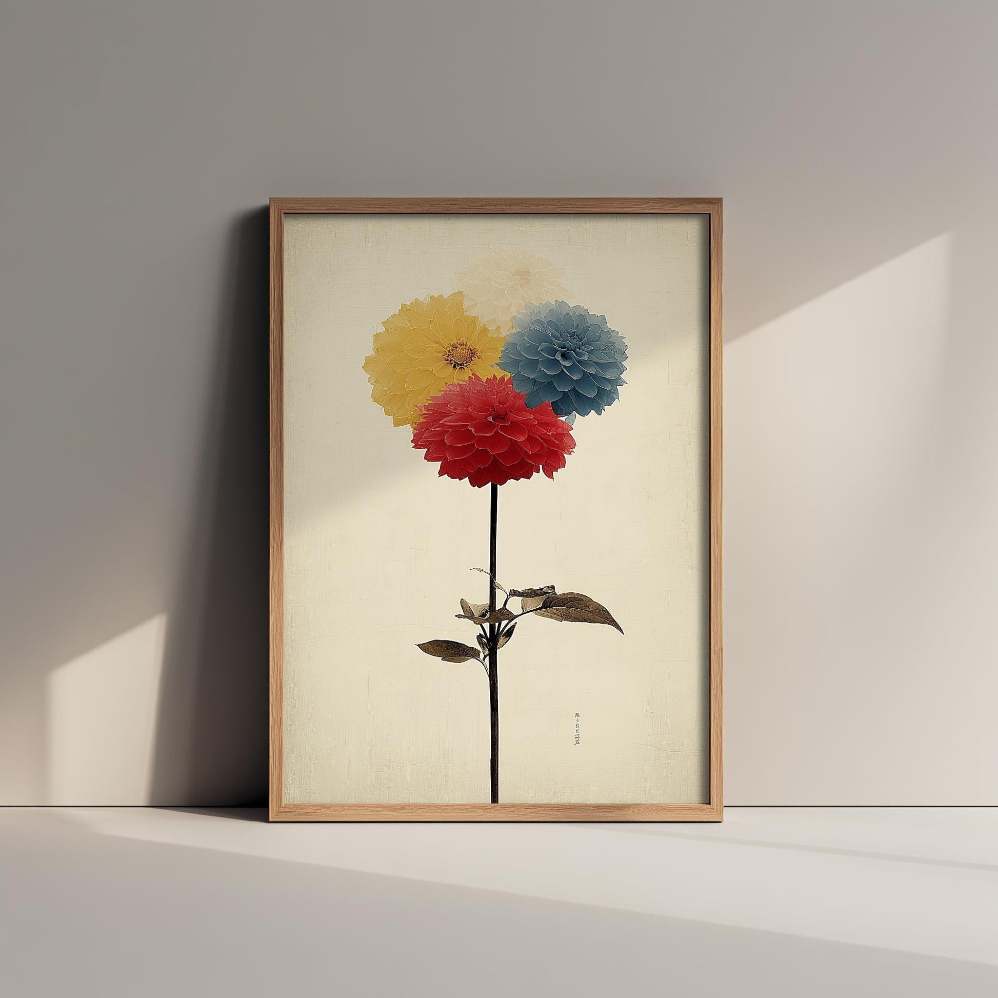Vintage Rainbow Orchid Art Print V2 | Orchid in Ceramic Pot Poster | Japanese Japandi Botanical Painting Zen Decor 1/3