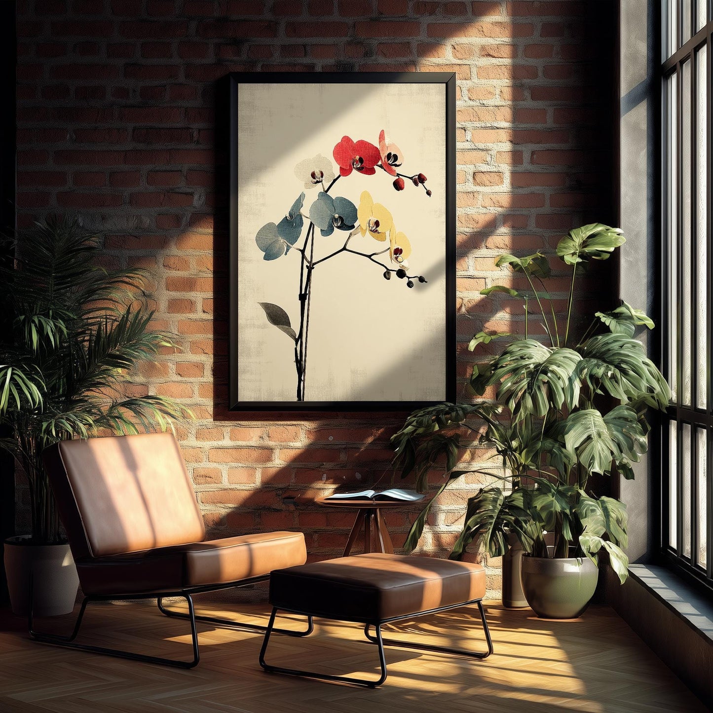 Vintage Rainbow Orchid Art Print V1 | Abstract Starburst Wildflower Poster | Japanese Japandi Botanical Painting Zen Decor 3/3