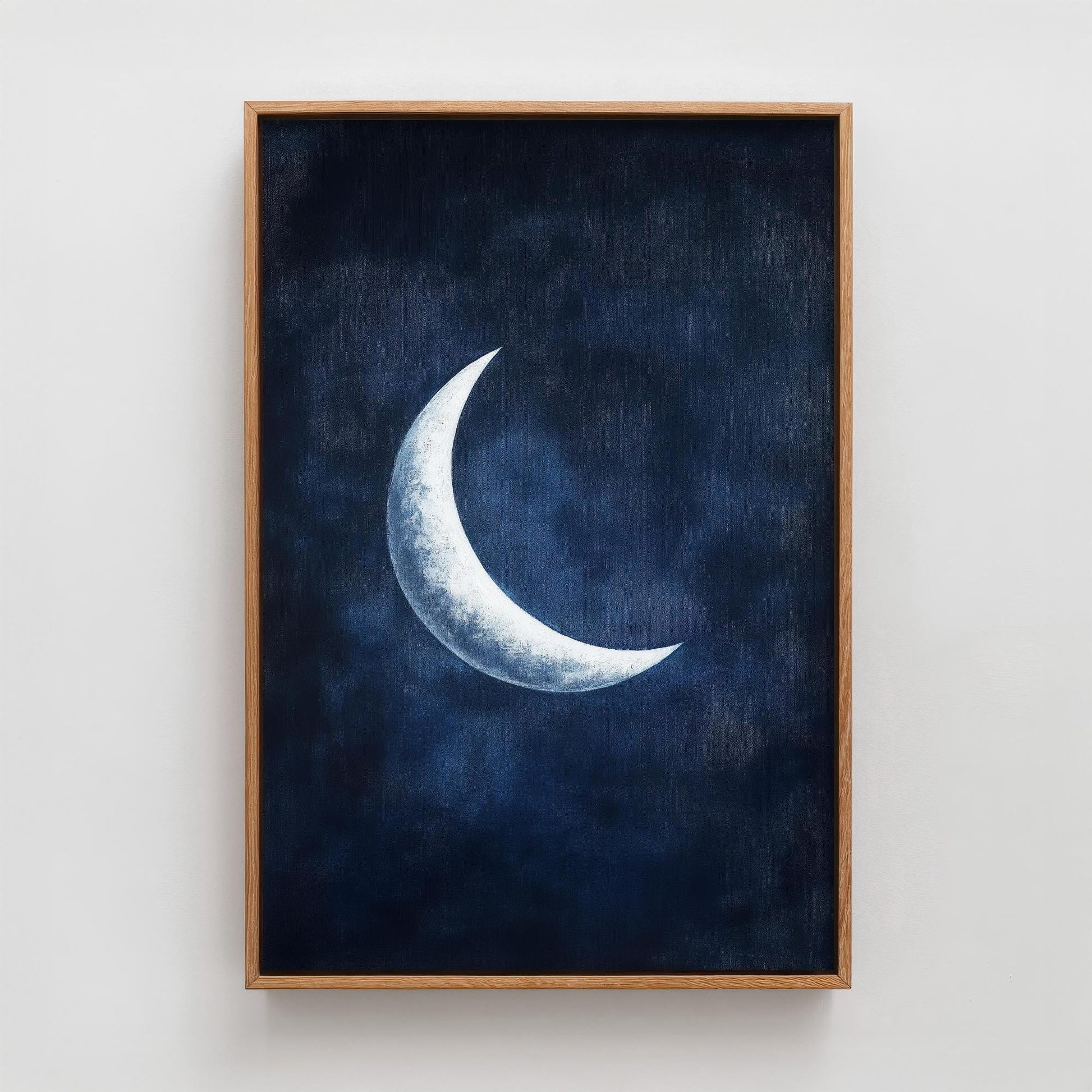 Crescent Moon Art Print | Space Astronomy Wall Poster | Dark Celestial Decor | Lunar Painting 3/3