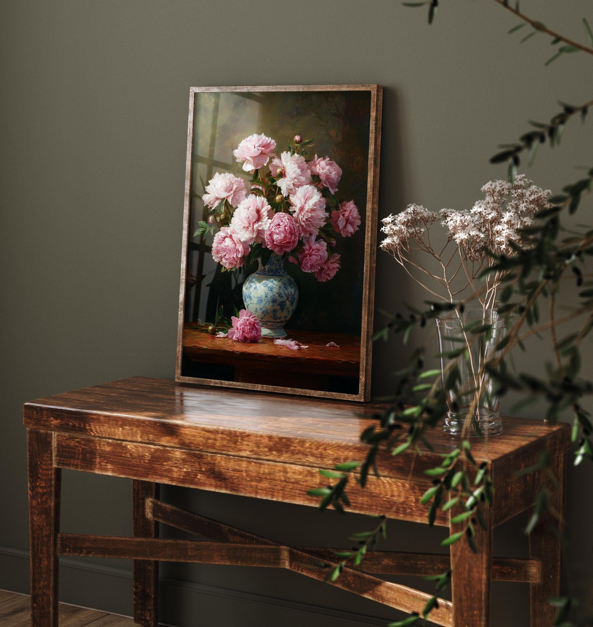 Peony Oil Painting Print | Vintage Still Life Poster | Antique Floral Vase Art Print | Old Masters Style Home Decor V2 1/3