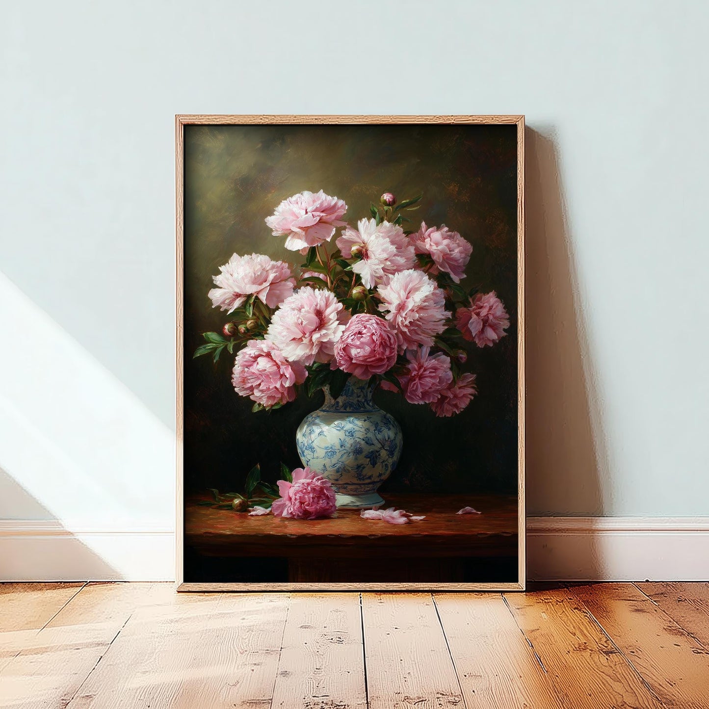 Peony Oil Painting Print | Vintage Still Life Poster | Antique Floral Vase Art Print | Old Masters Style Home Decor V2 1/3