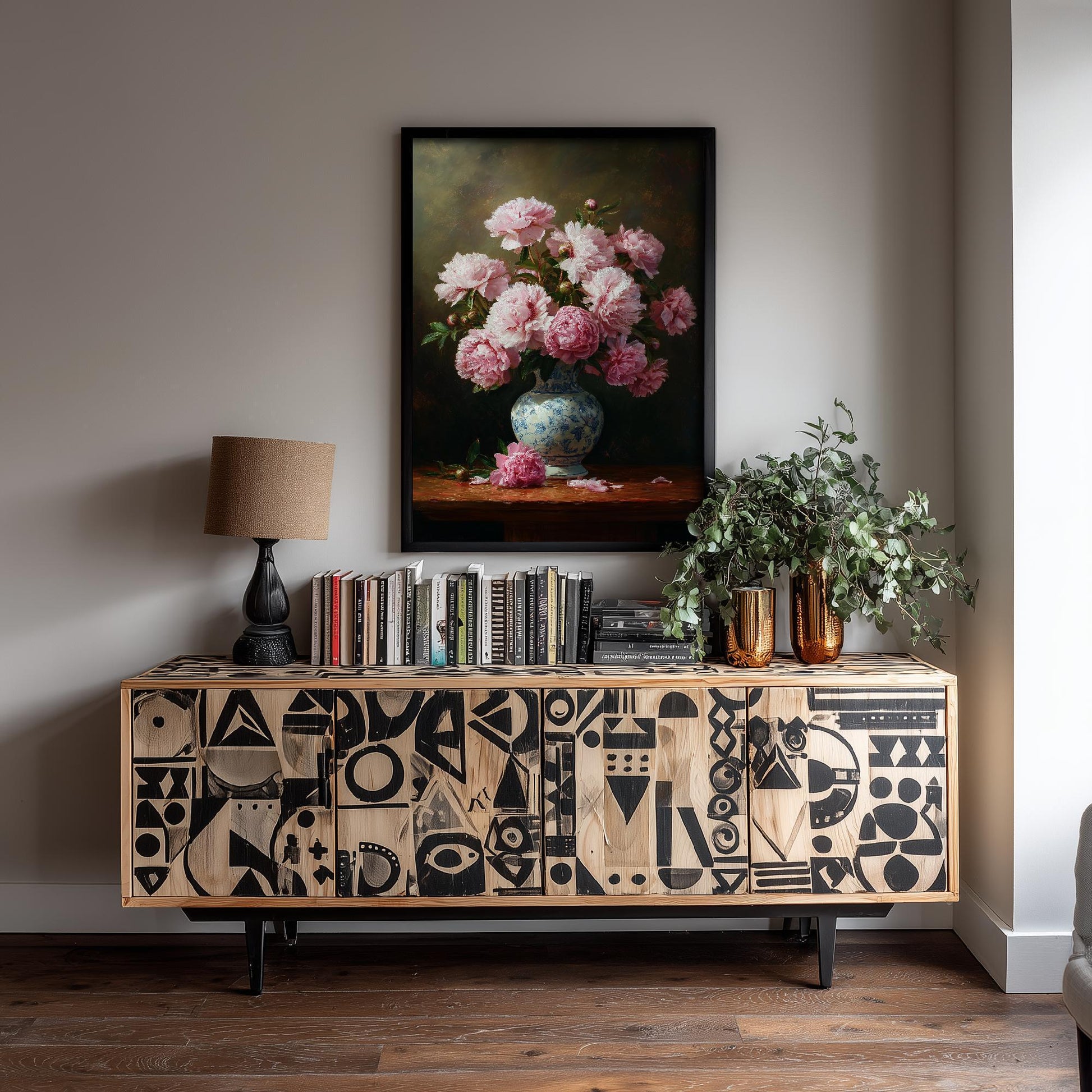 Peony Oil Painting Print | Vintage Still Life Poster | Antique Floral Vase Art Print | Old Masters Style Home Decor V2 1/3