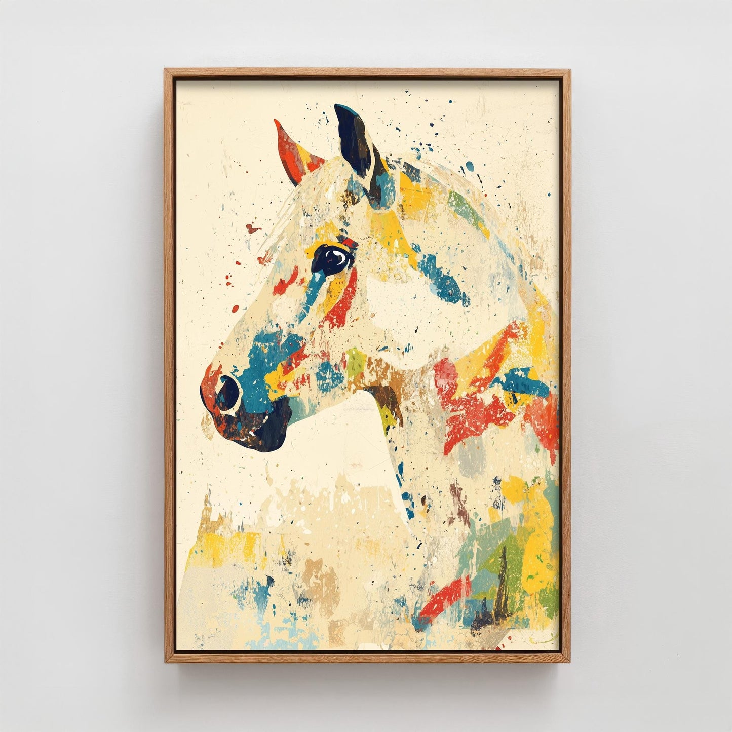 Feral Floral Horse Art Print V1 - Colourful Horse Head Portrait Poster - Bold Colourful Woodcut Collage Painting Animals Gift 3/3