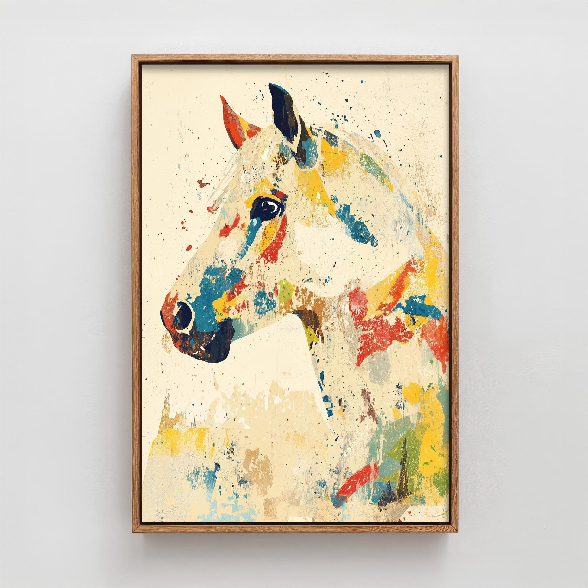 Feral Floral Horse Art Print V1 - Colourful Horse Head Portrait Poster - Bold Colourful Woodcut Collage Painting Animals Gift 3/3