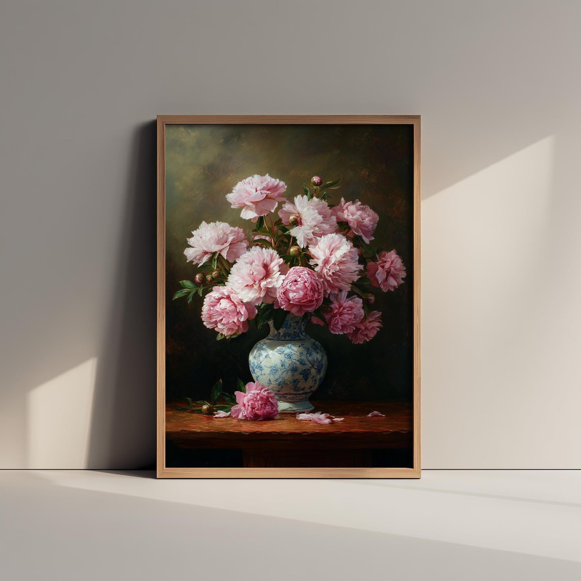 Peony Oil Painting Print | Vintage Still Life Poster | Antique Floral Vase Art Print | Old Masters Style Home Decor V2 1/3
