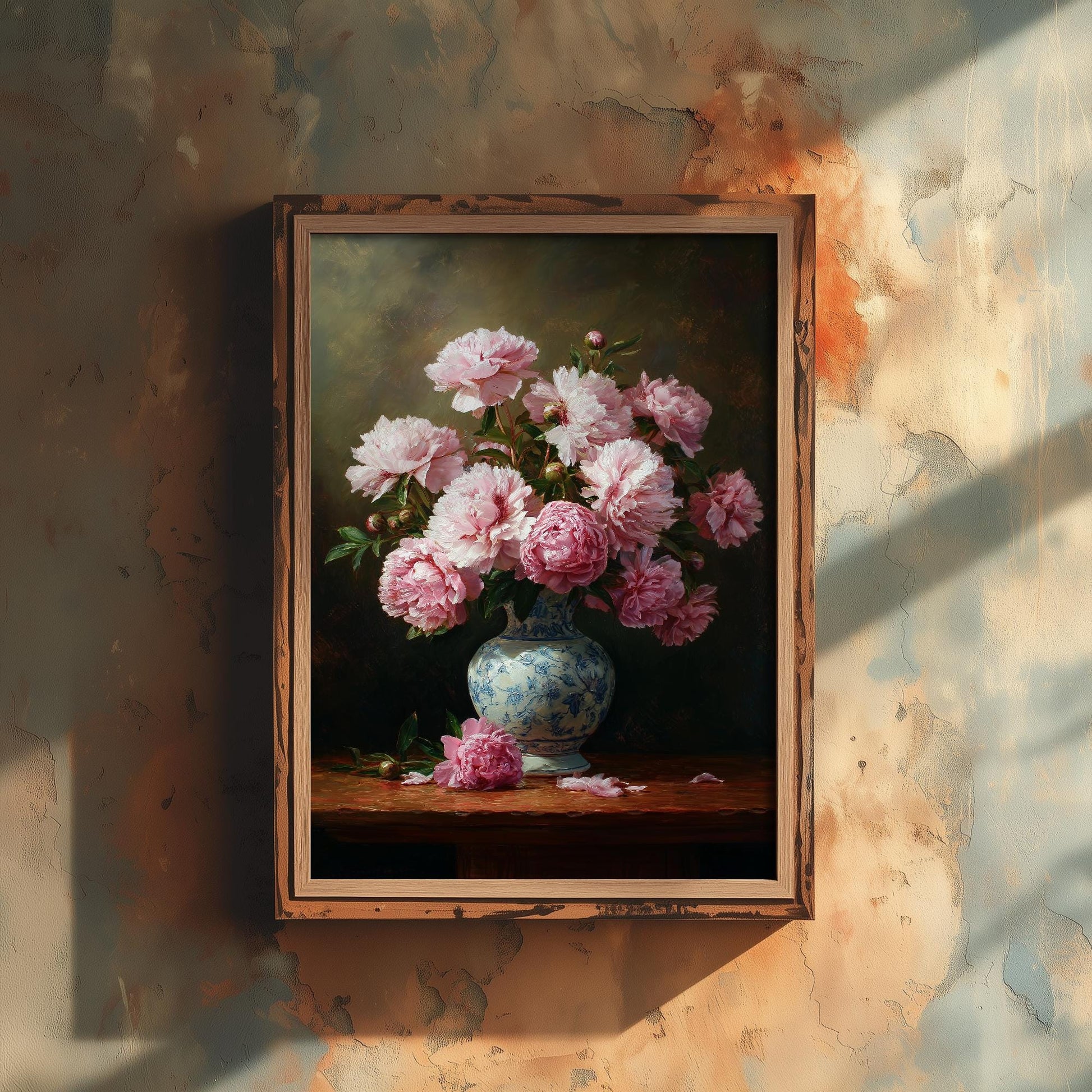 Peony Oil Painting Print | Vintage Still Life Poster | Antique Floral Vase Art Print | Old Masters Style Home Decor V2 1/3