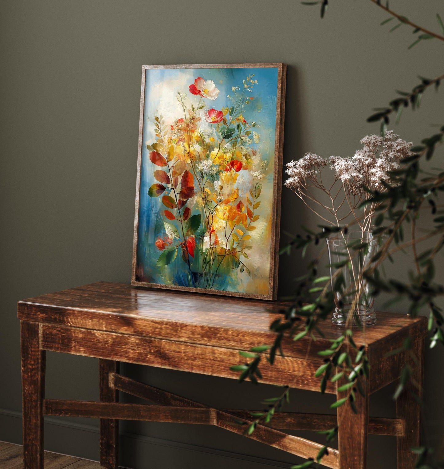 Dreamy Photographic Floral Display Art Print | Yellow Wildflower Bouquet Poster | Painterly Botanical Painting Wall Decor 2/3