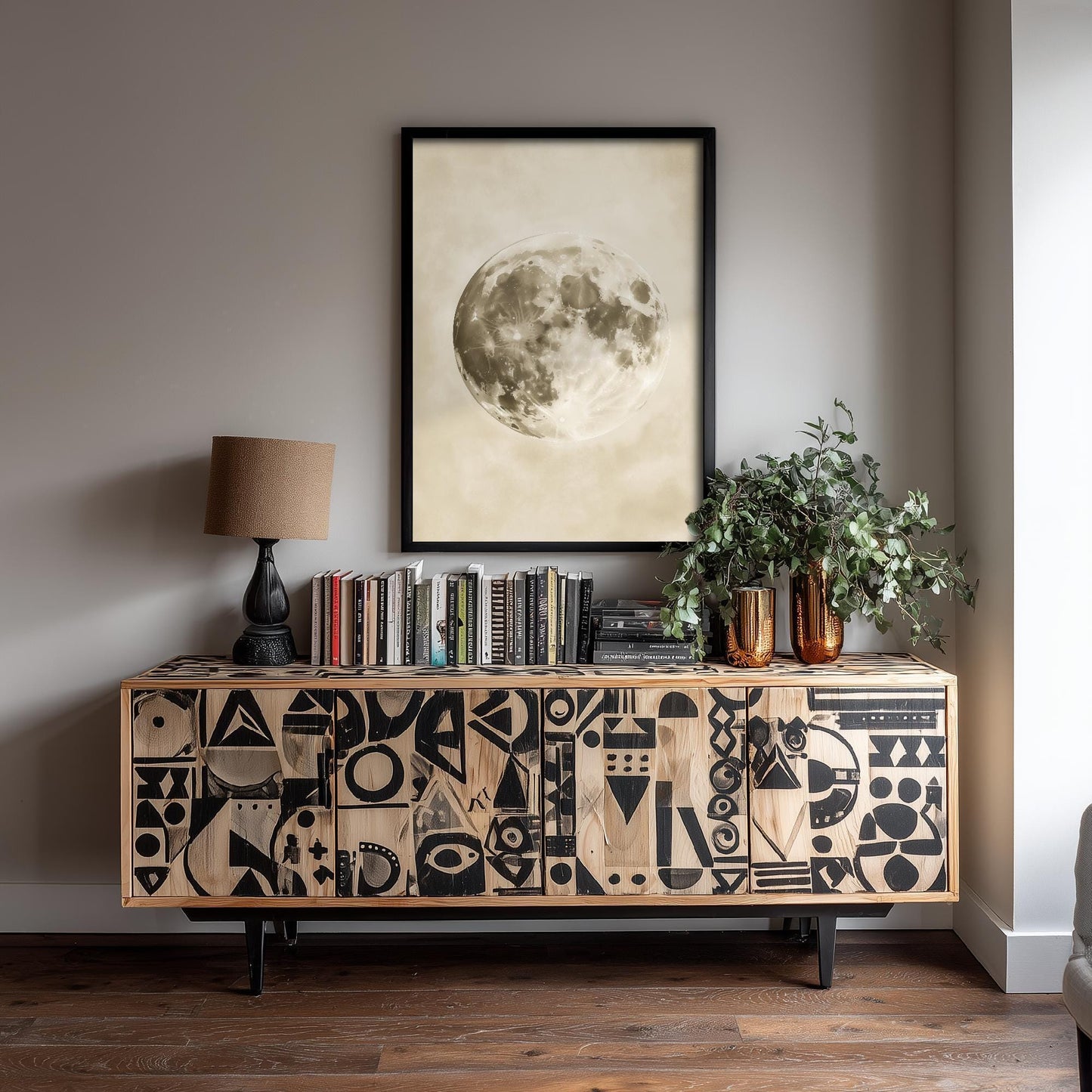 Photorealistic Moon Drawing | Gothic Celestial Wall Art | Mystical Moon Phase Poster | Witchy Dark Academia Decor V3 - Blue Moon 3/3