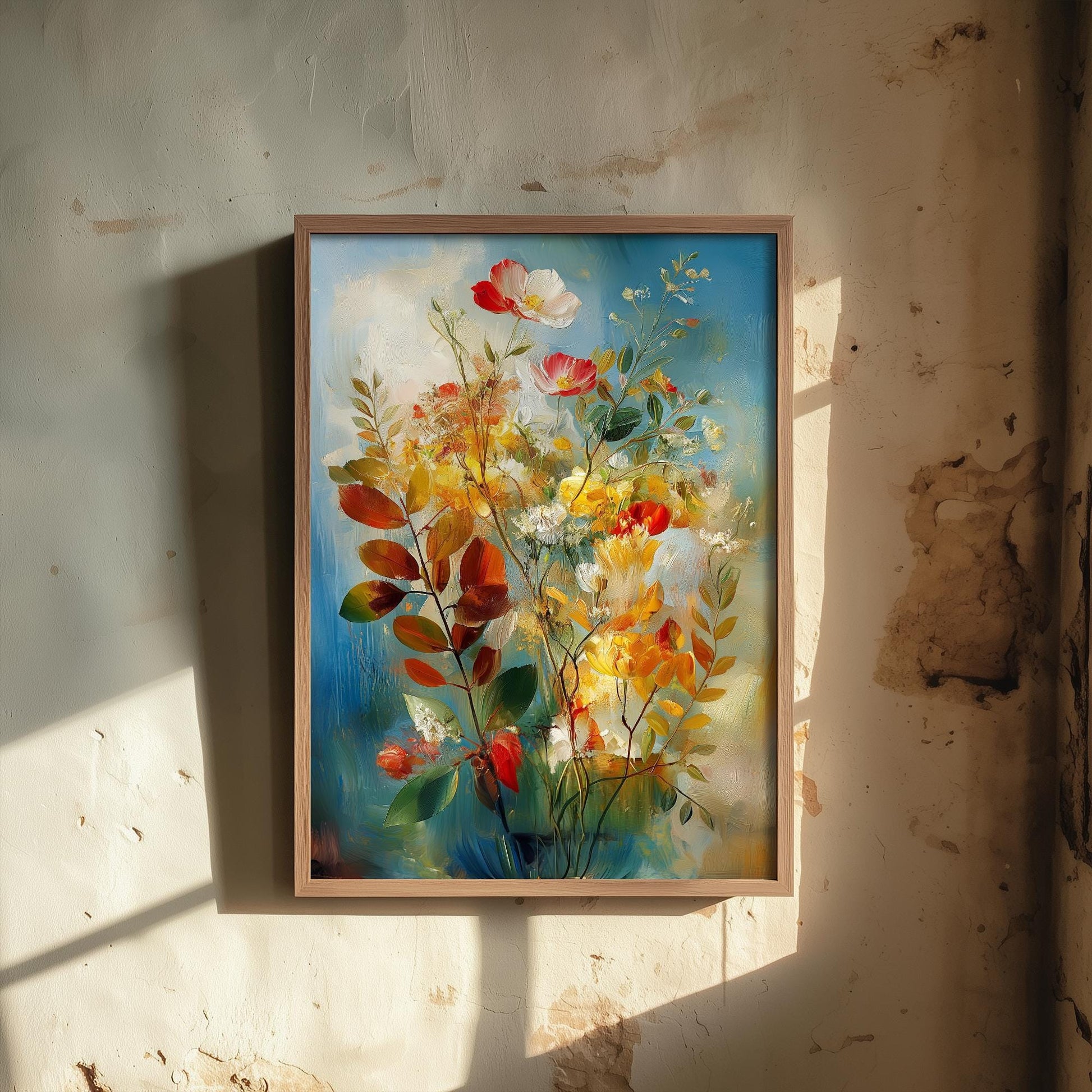 Dreamy Photographic Floral Display Art Print | Yellow Wildflower Bouquet Poster | Painterly Botanical Painting Wall Decor 2/3