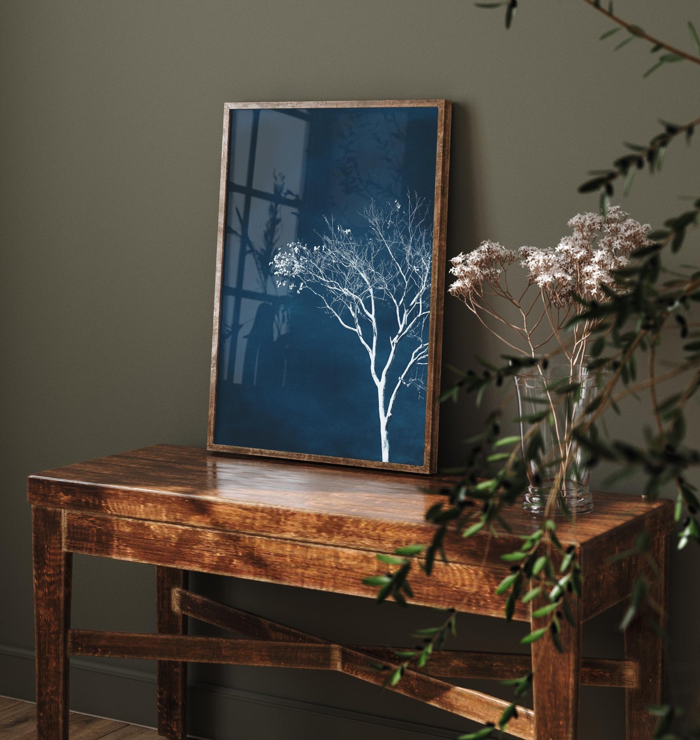 The Blue Crescent Moon Art Print | Crescent Moon Wall Poster | Dark Celestial Decor | Lunar Painting 3/3