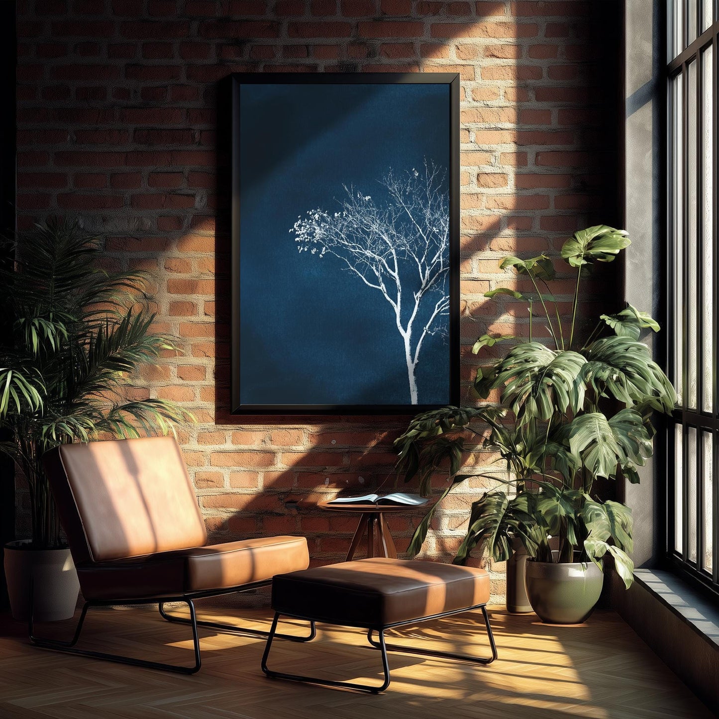 The Blue Crescent Moon Art Print | Crescent Moon Wall Poster | Dark Celestial Decor | Lunar Painting 3/3