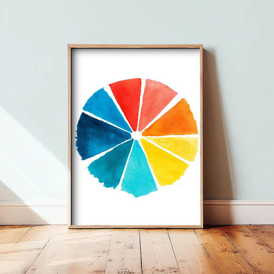 Pigments on Paper Art Print | Watercolour Colour Wheel Poster | Artist Studio Wall Art | Painting Theory Decor 1/3