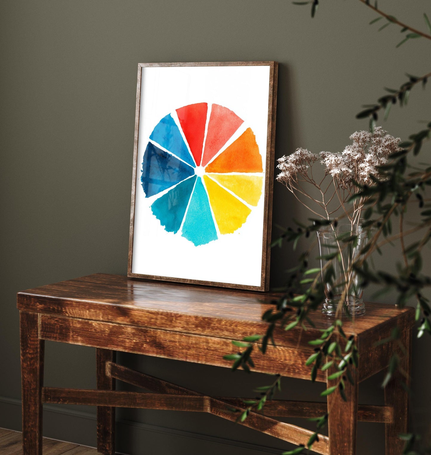 Pigments on Paper Art Print | Watercolour Colour Wheel Poster | Artist Studio Wall Art | Painting Theory Decor 1/3