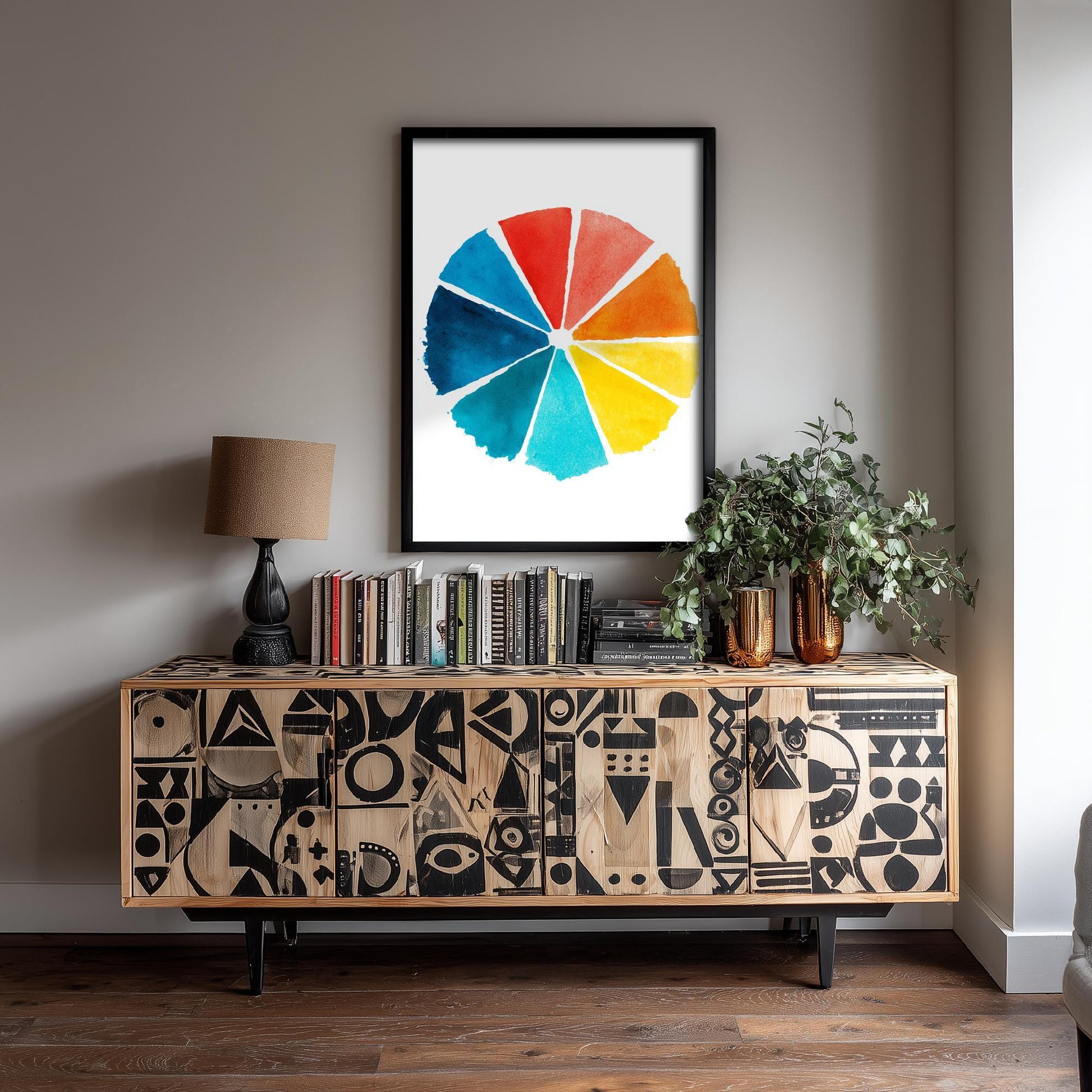 Pigments on Paper Art Print | Watercolour Colour Wheel Poster | Artist Studio Wall Art | Painting Theory Decor 1/3