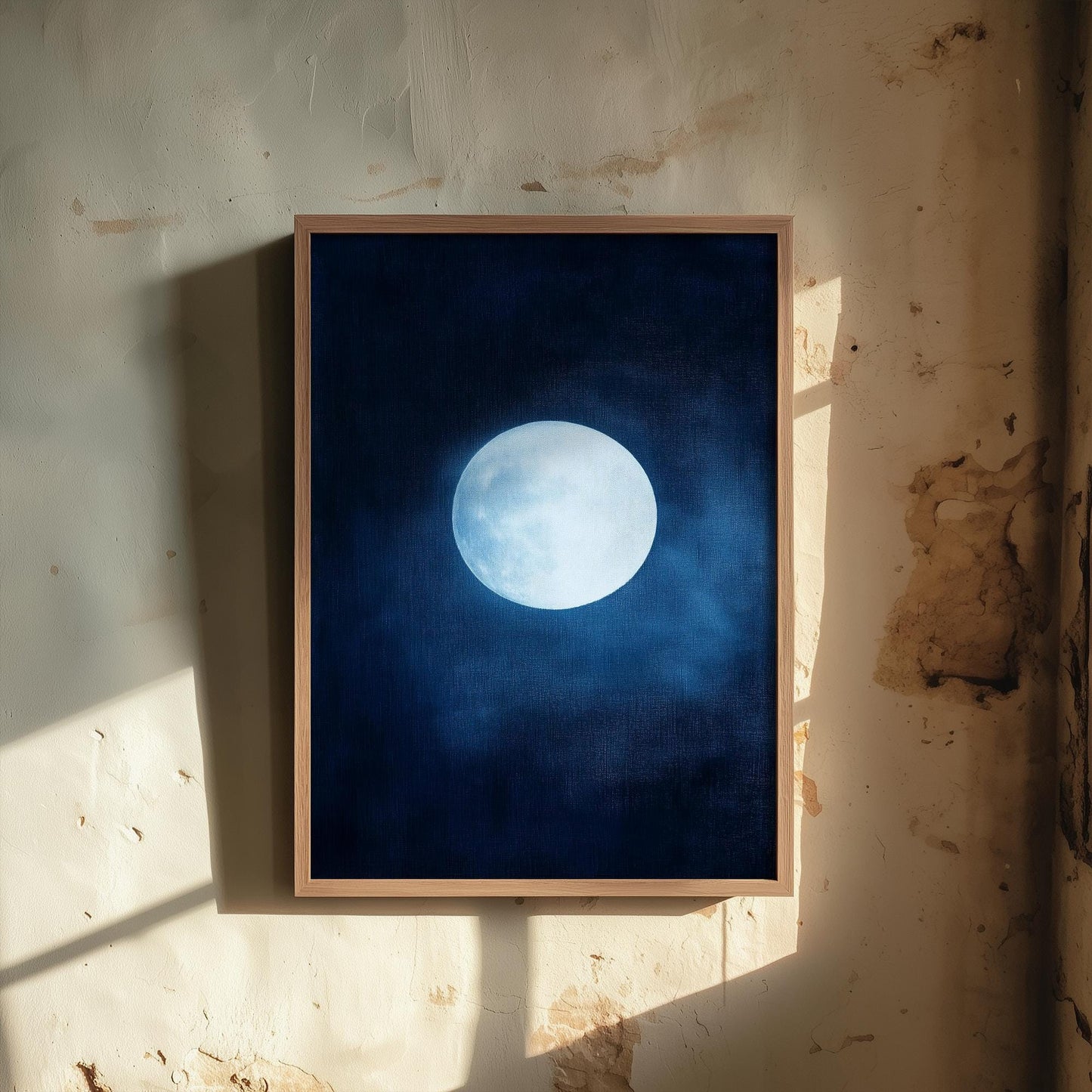 Blue Moon Art Print | Space Astronomy Wall Poster | Dark Celestial Decor | Lunar Painting 2/3