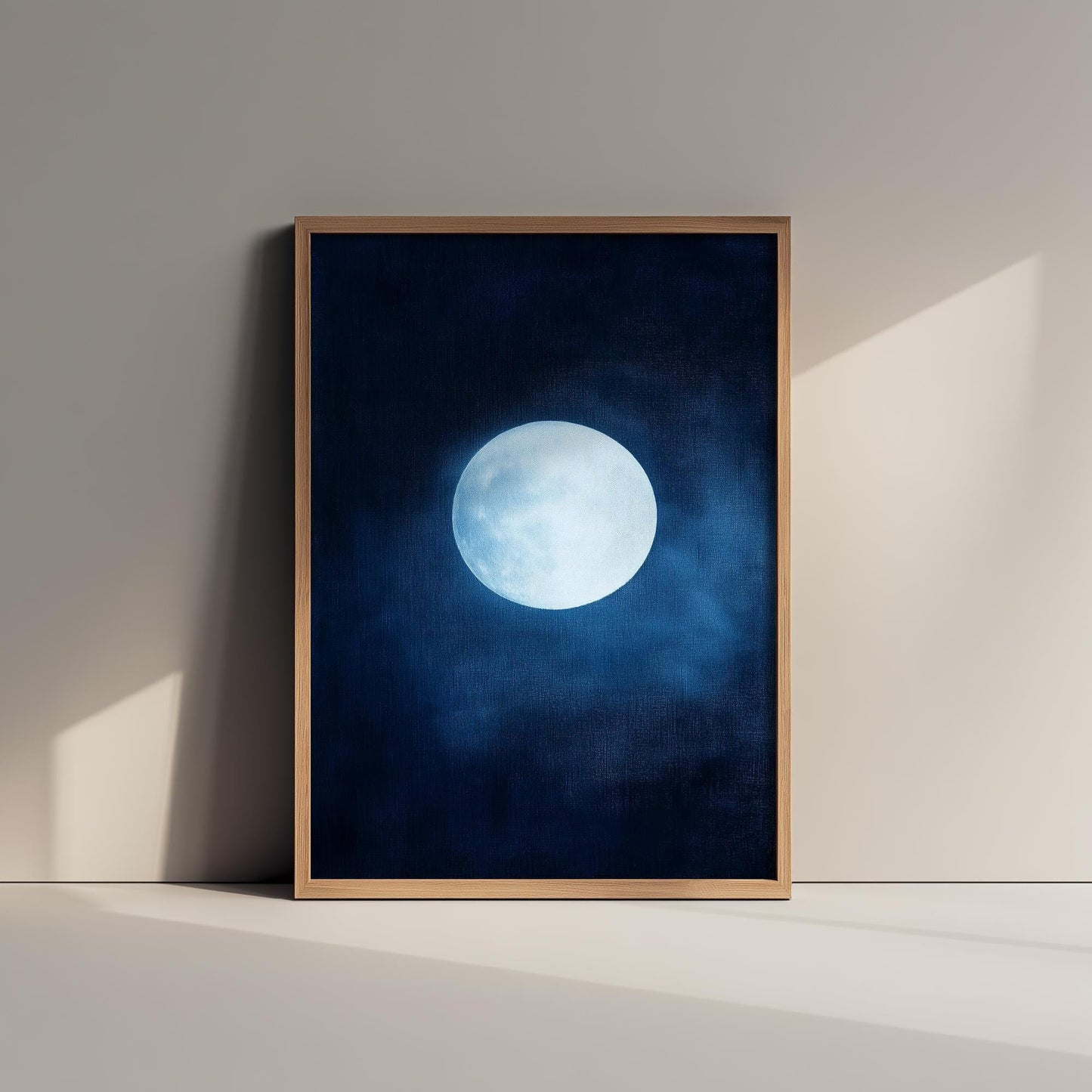 Blue Moon Art Print | Space Astronomy Wall Poster | Dark Celestial Decor | Lunar Painting 2/3